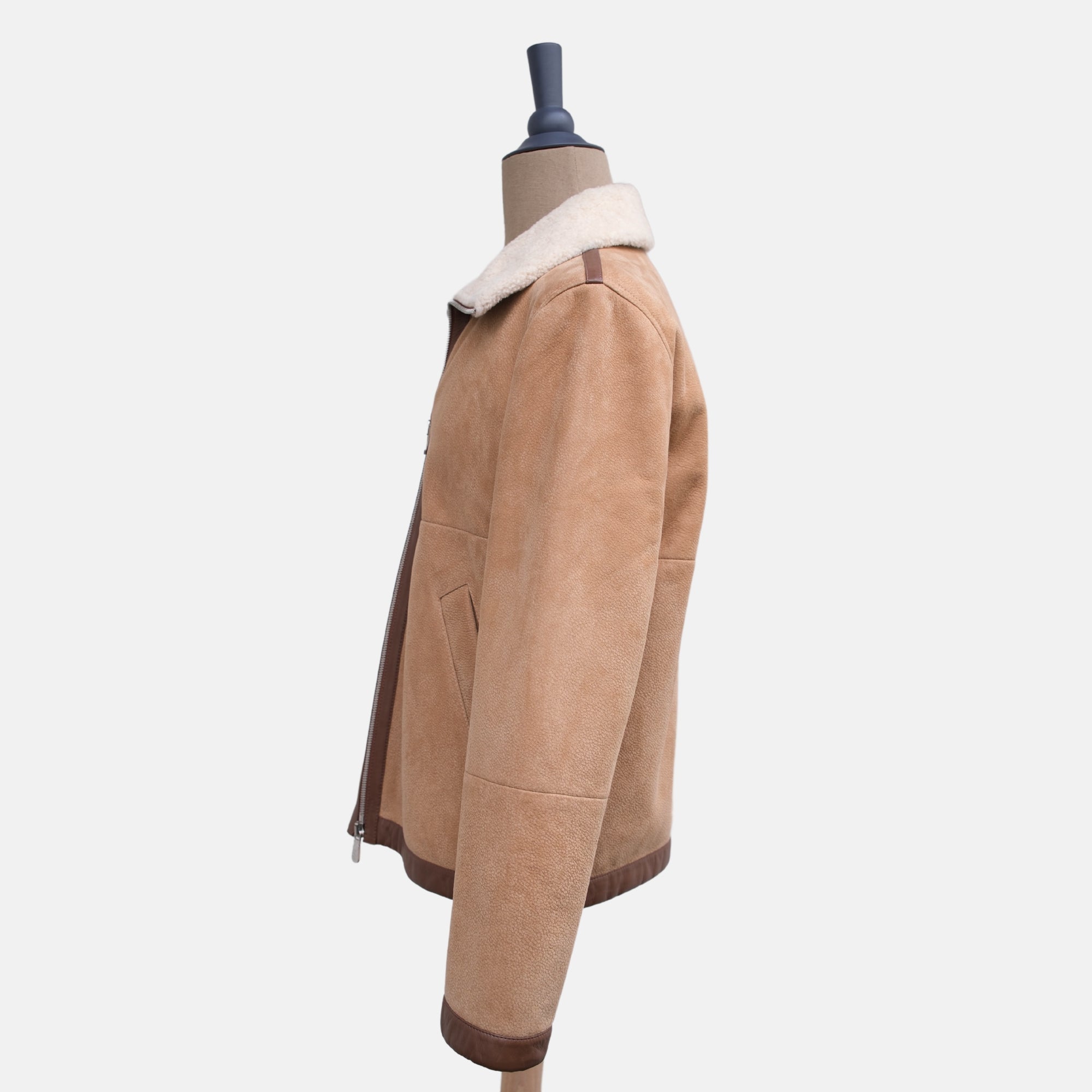 Beige/Brown Shearling Jacket (M)