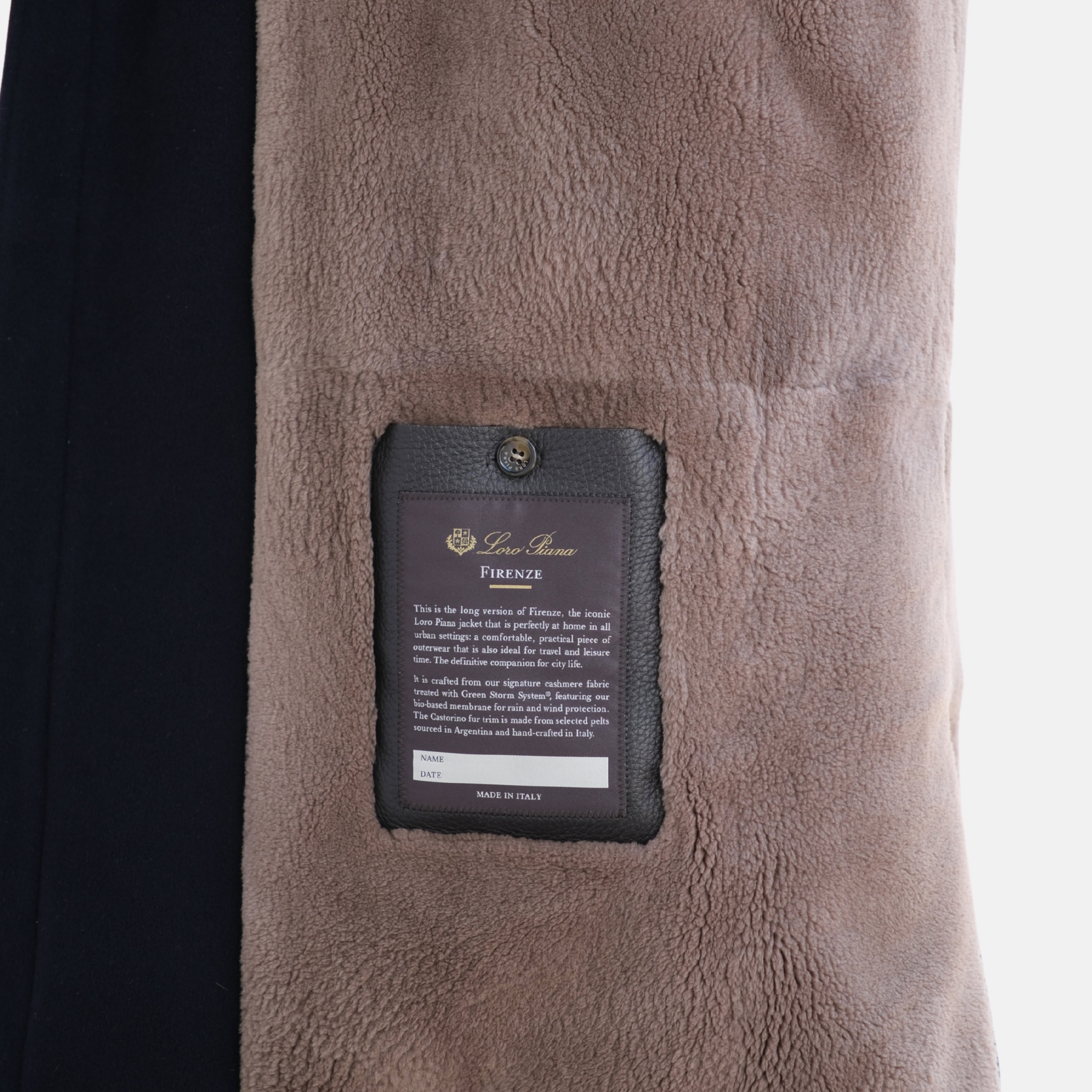 Navy Beaver Lined Cashmere Coat (M)