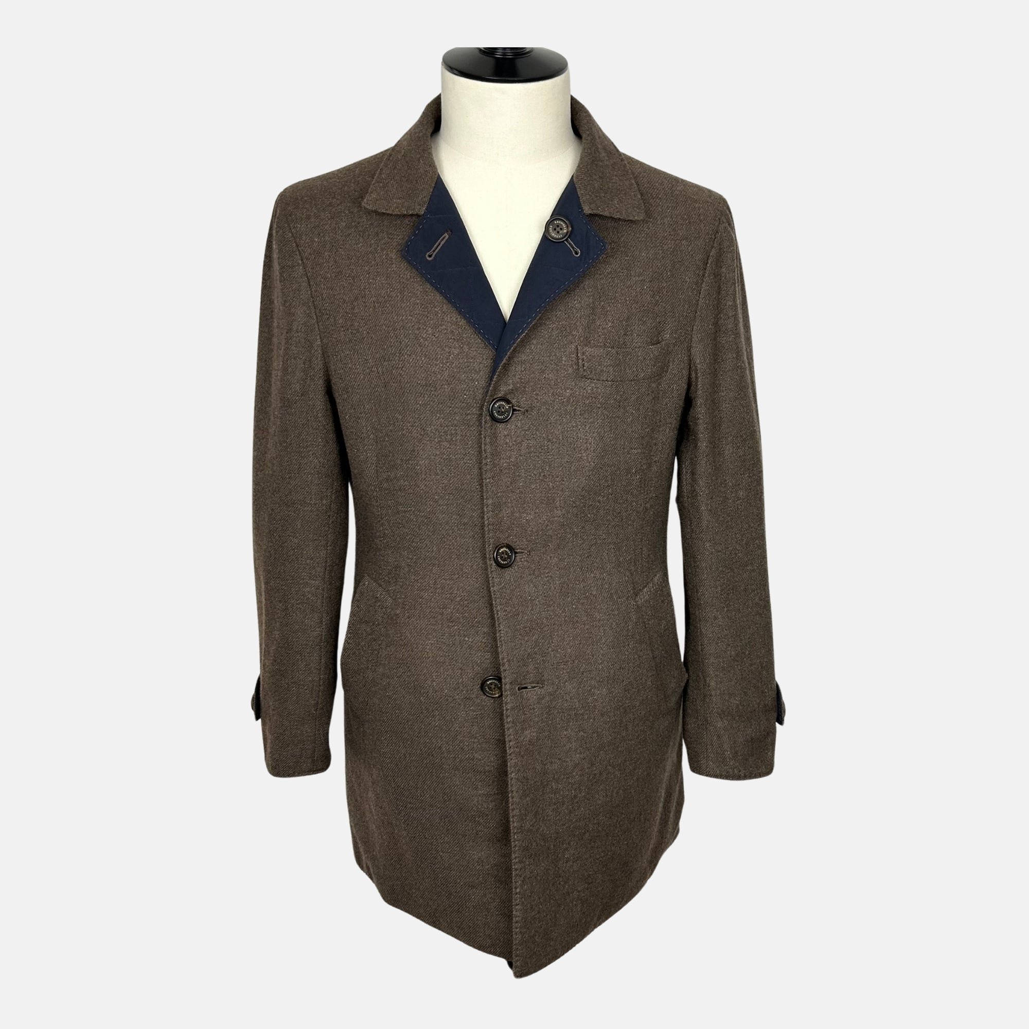 Brown/Navy Reversible Coat made of Cashmere (50)