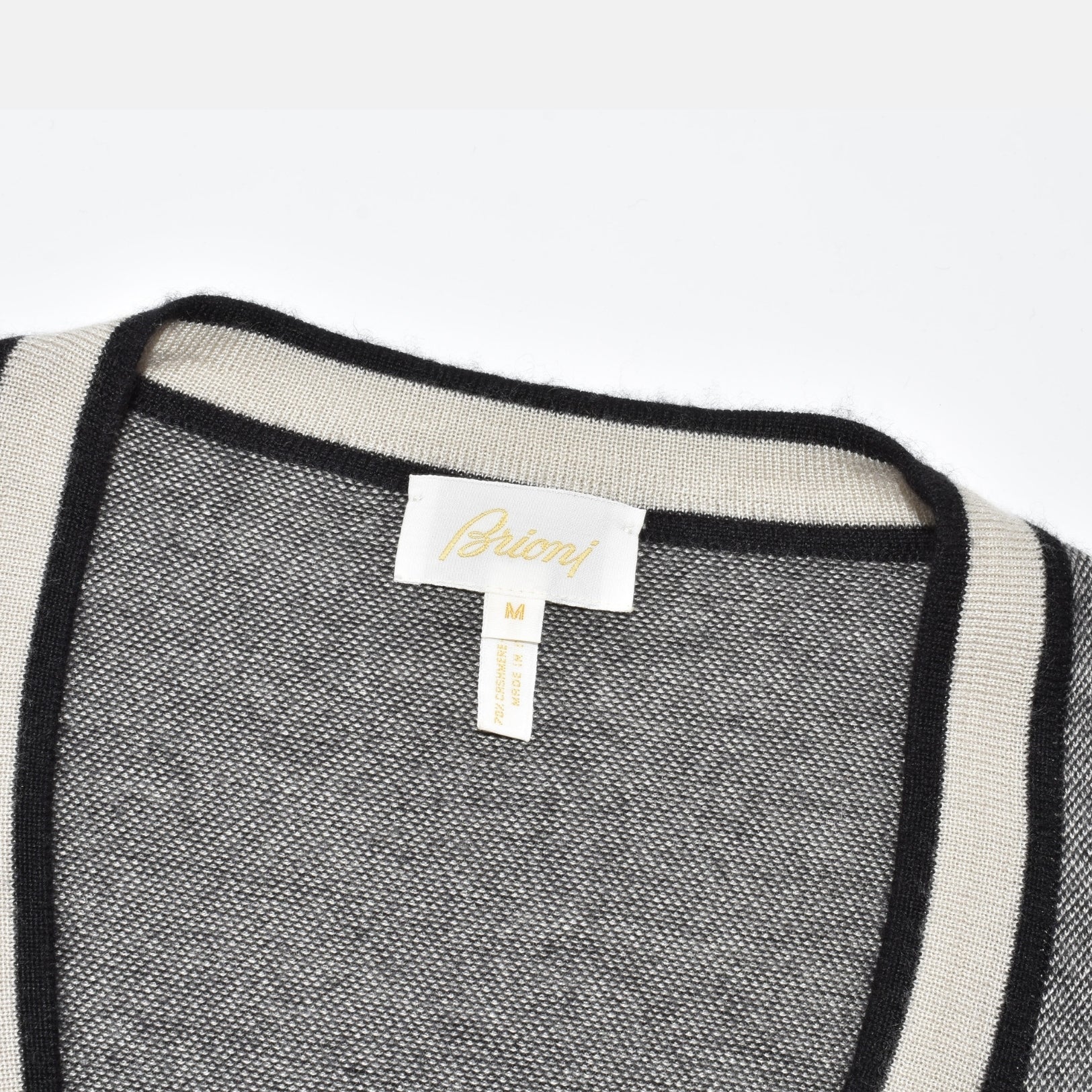 Black-Cream Patterned Cardigan made of Cashmere/Silk (M)