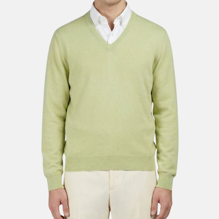 Green V-Neck Cashmere Sweater (EU 52)