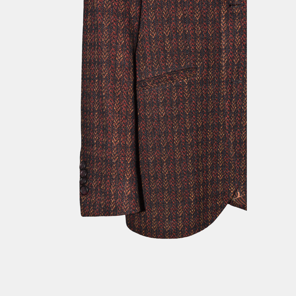 Multicoloured Checkered Blazer made of Linen/Cashmere (EU 50)