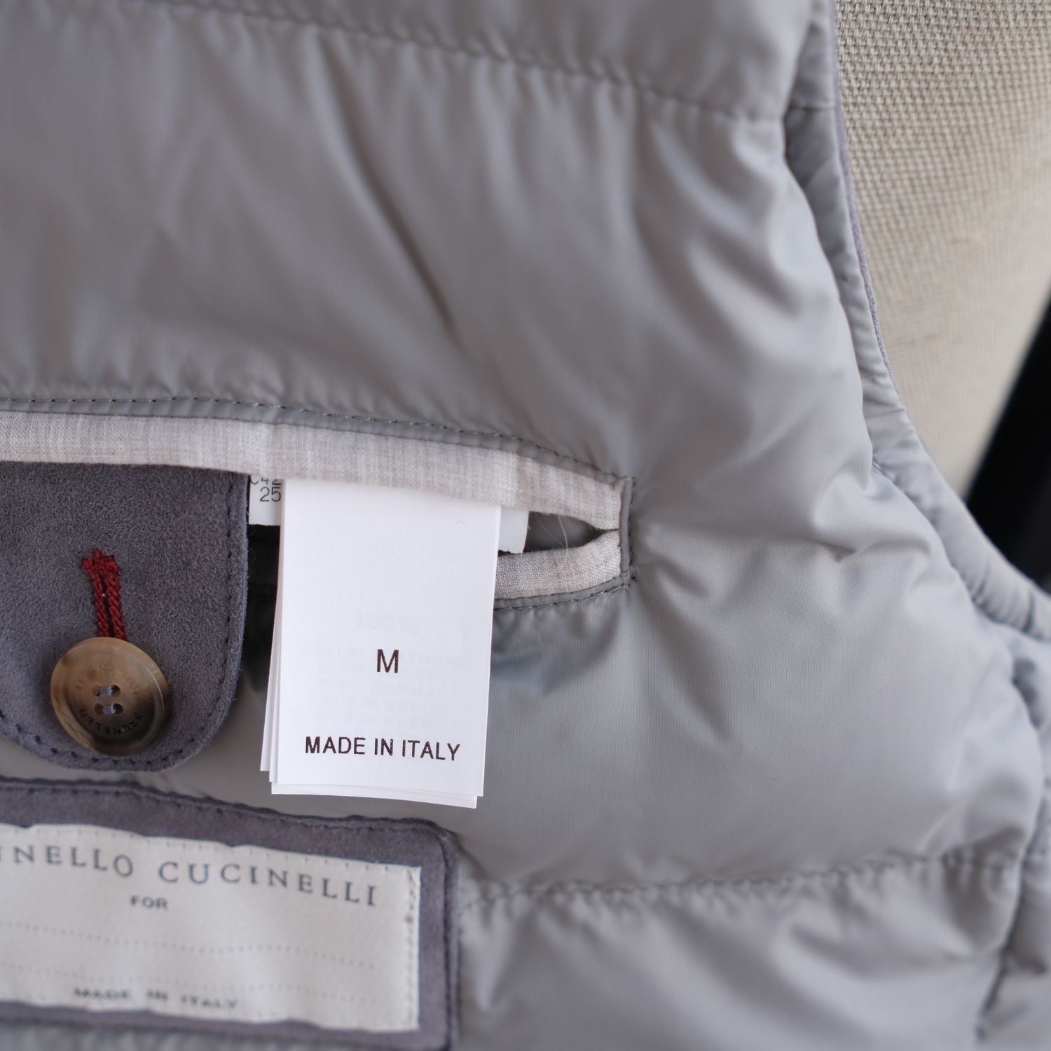 Blue Quilted Suede Down Vest (M)