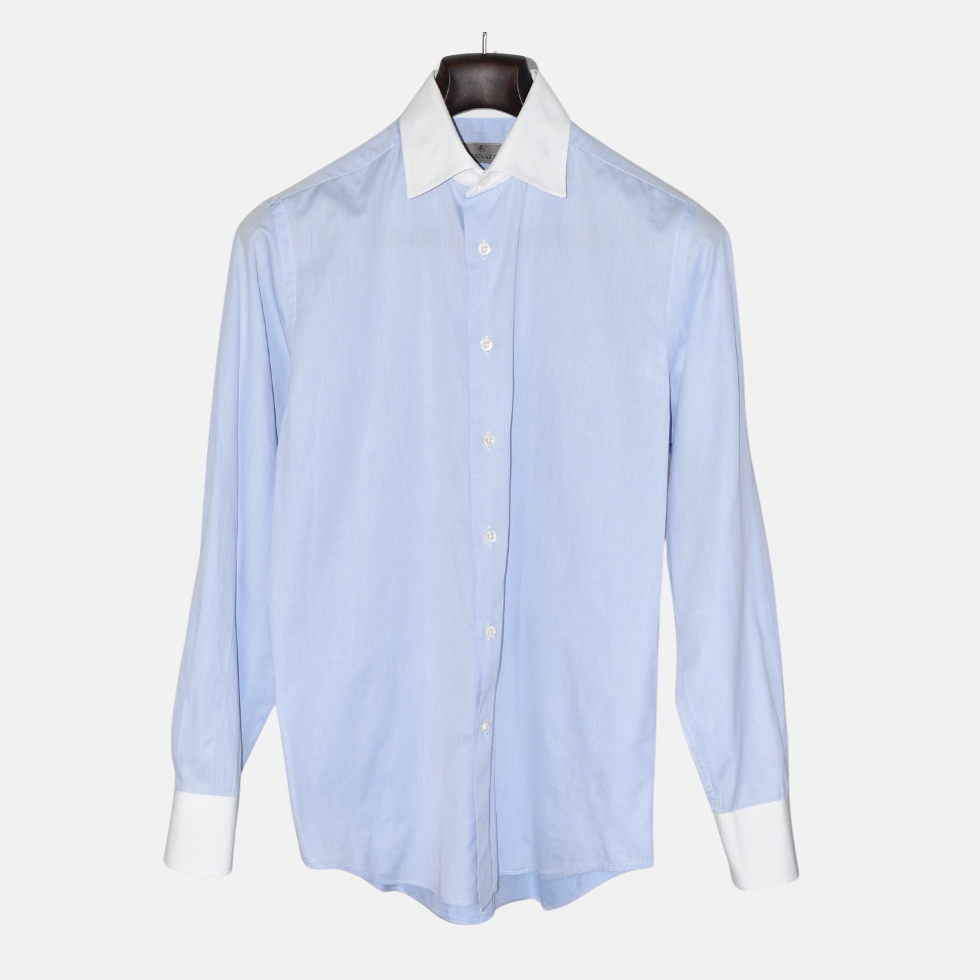 Blue Shirt/White Collar made of Cotton (EU 39)
