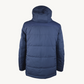 Navy Blue Goose Down Jacket with Cashmere/Suede Details