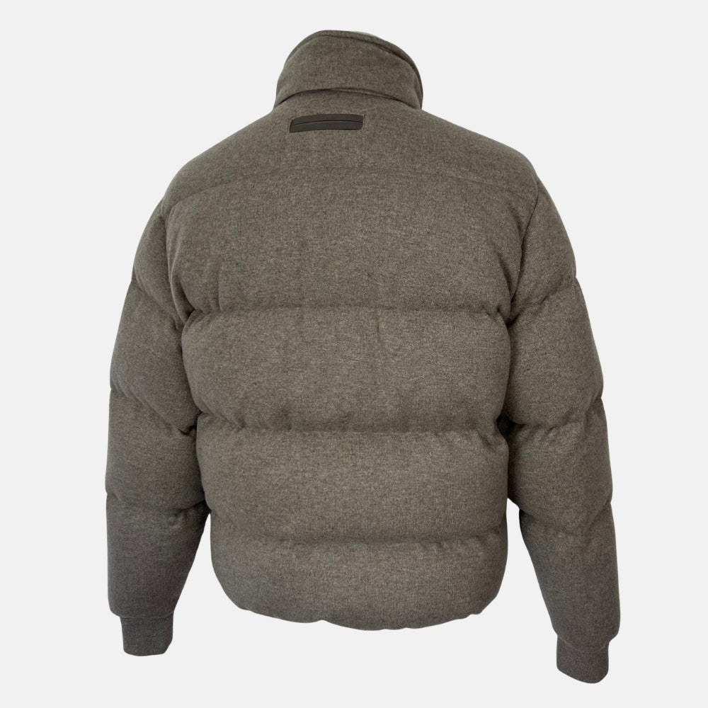 Greige Down Quilted Cashmere Jacket (EU 48)