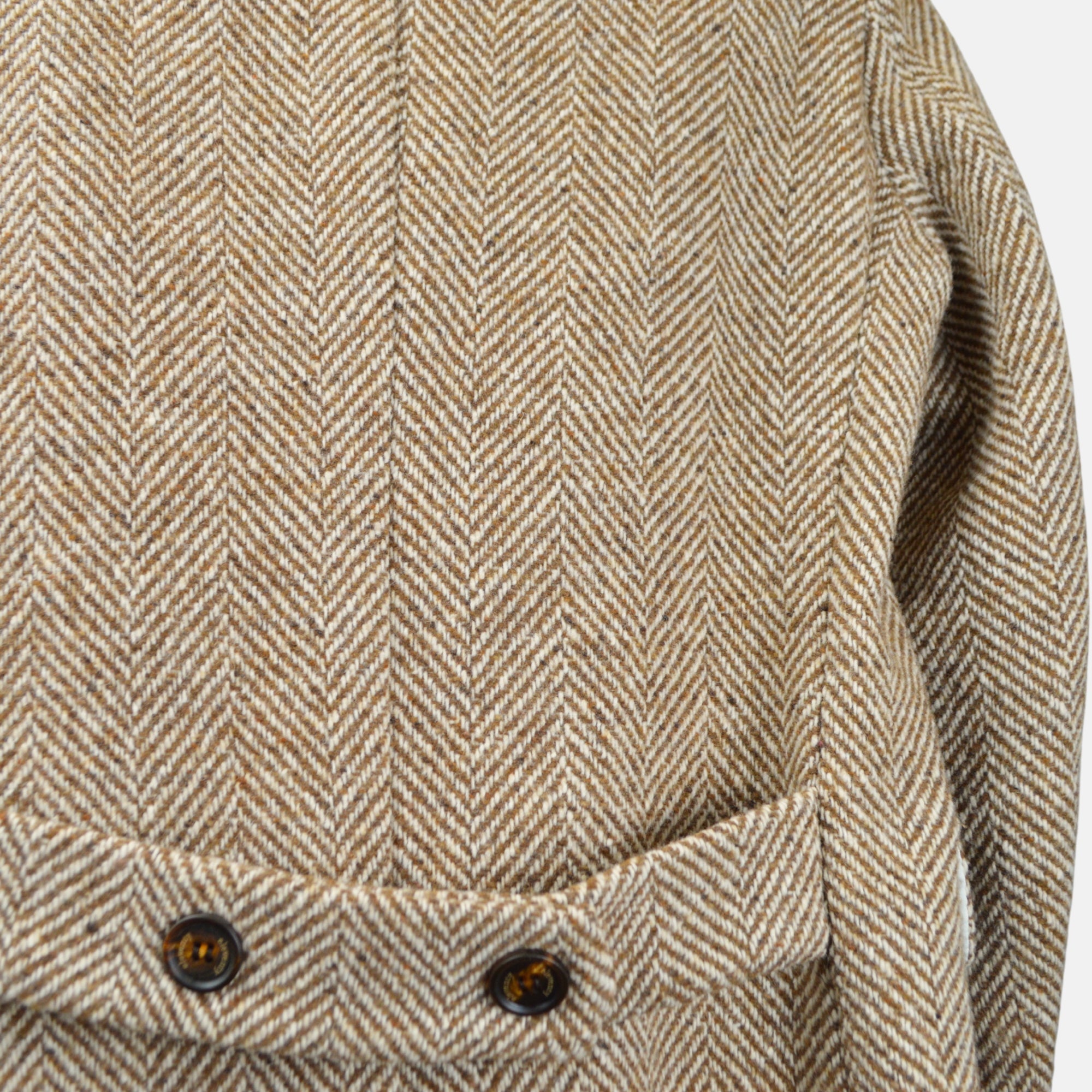 Beige Fischgrat Coat made of Wool (50)