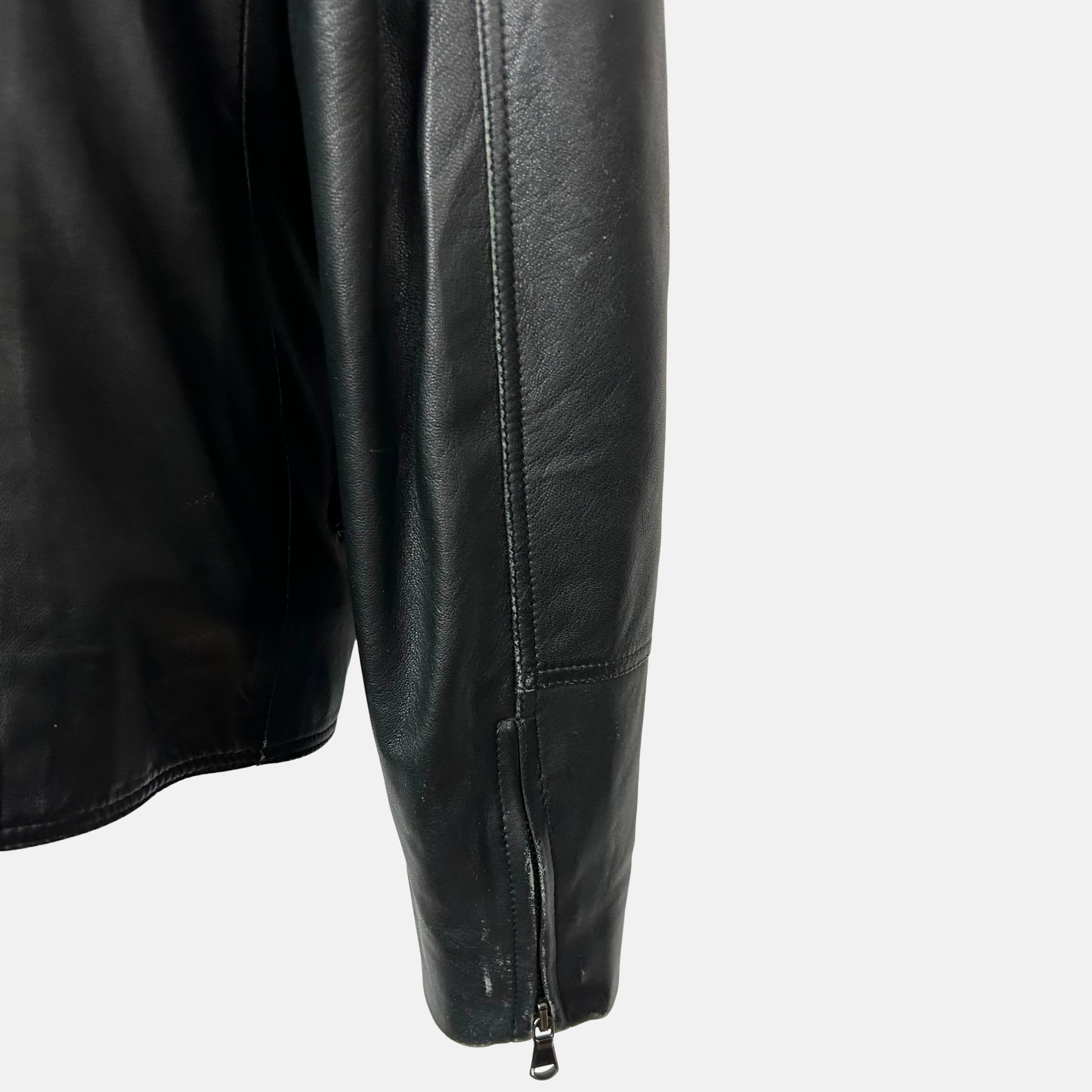 Black Biker Jacket made of Leather (EU 48)