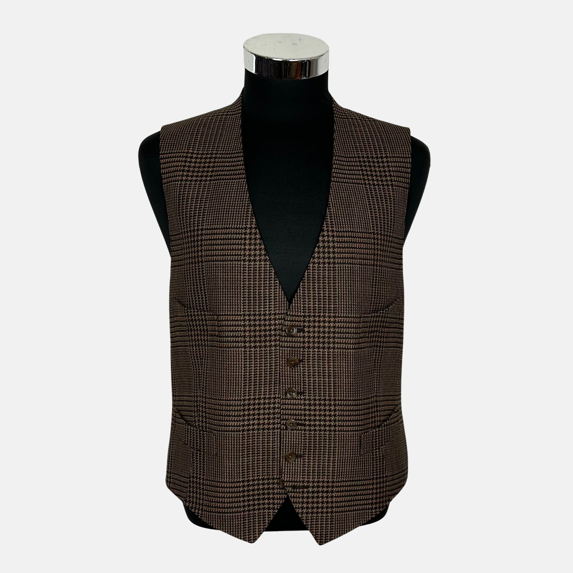 Brown Checked Suit made of Wool/Silk/Mohair (52)