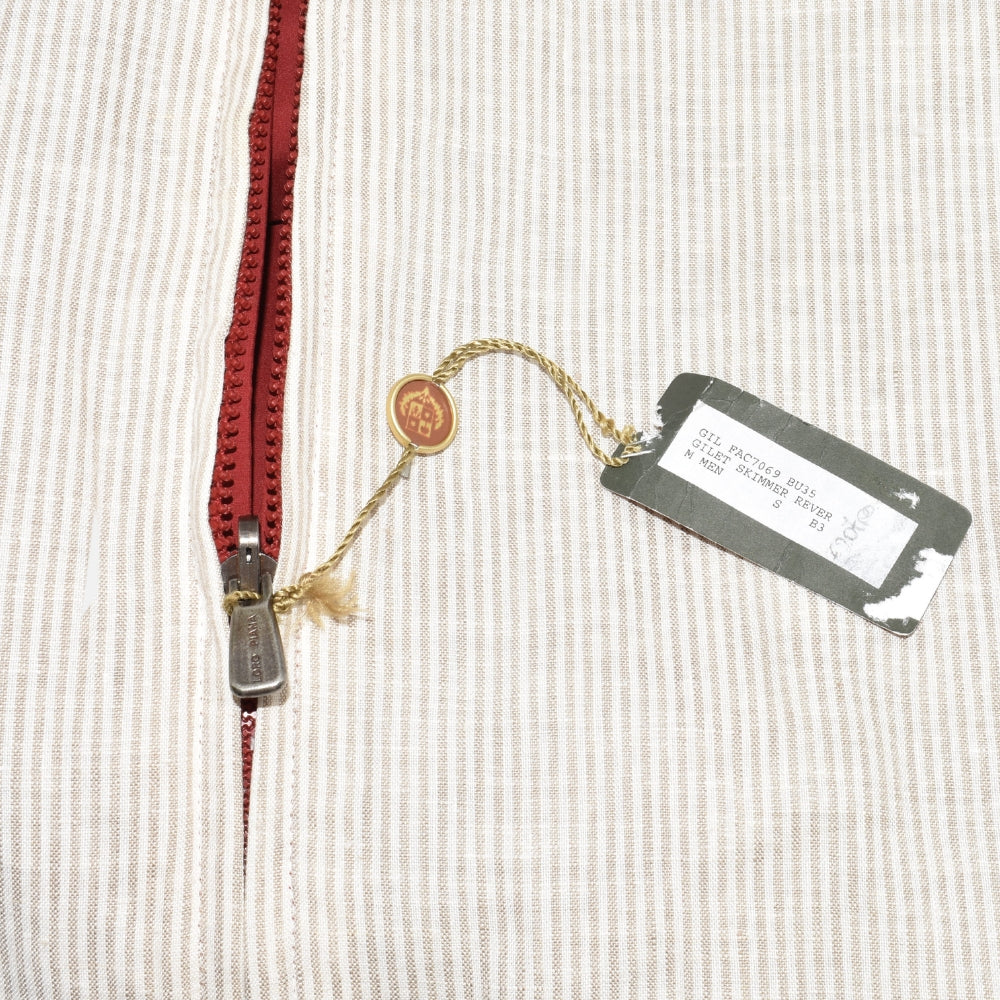 Red-Offwhite/Striped Reversible Vest (S)