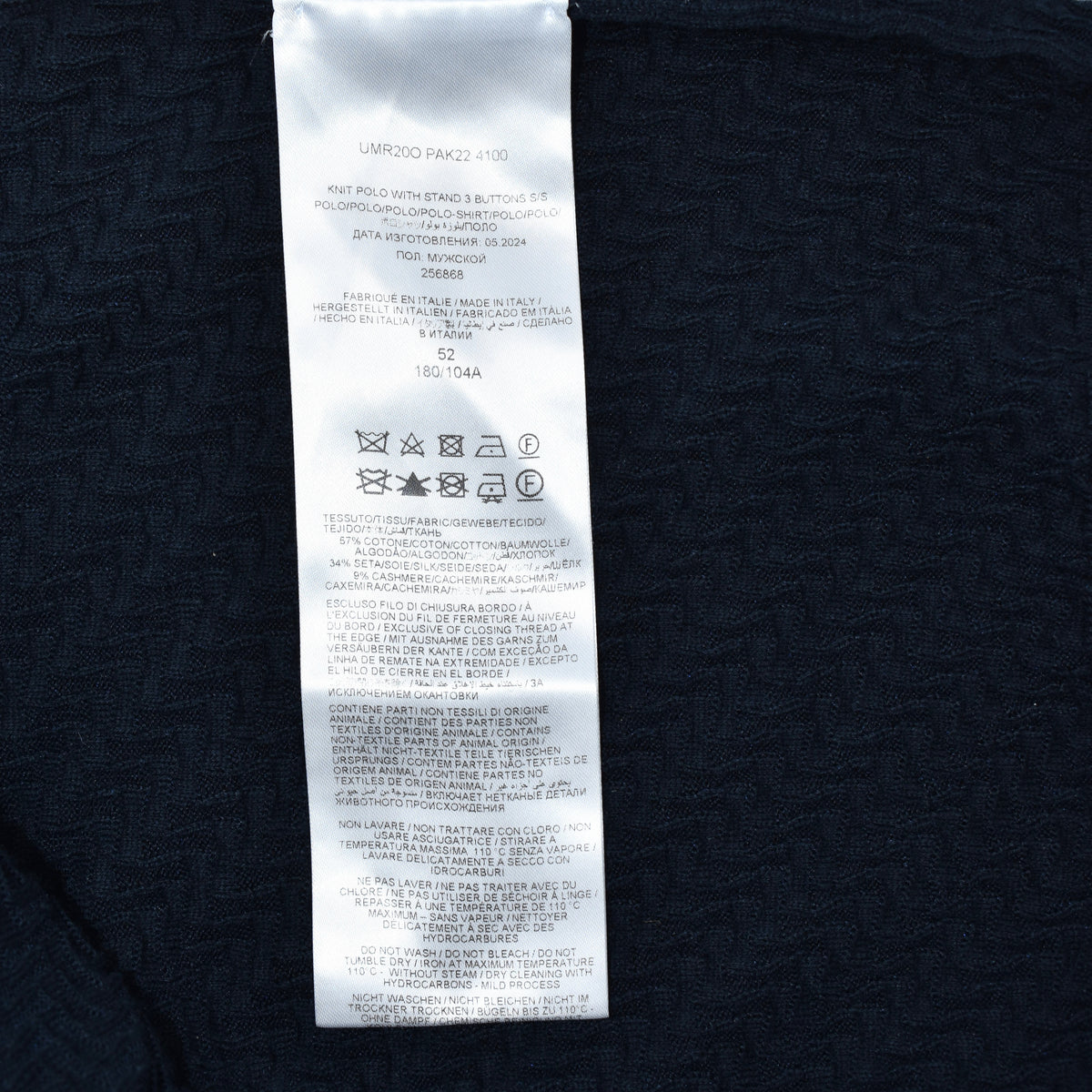 Navy Poloshirt made of Cotton/Silk/Cashmere (EU 52)