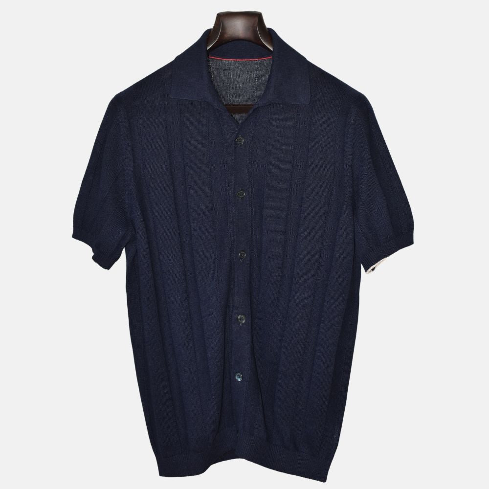 Navy Poloshirt made of Linen/Cotton (EU 52)