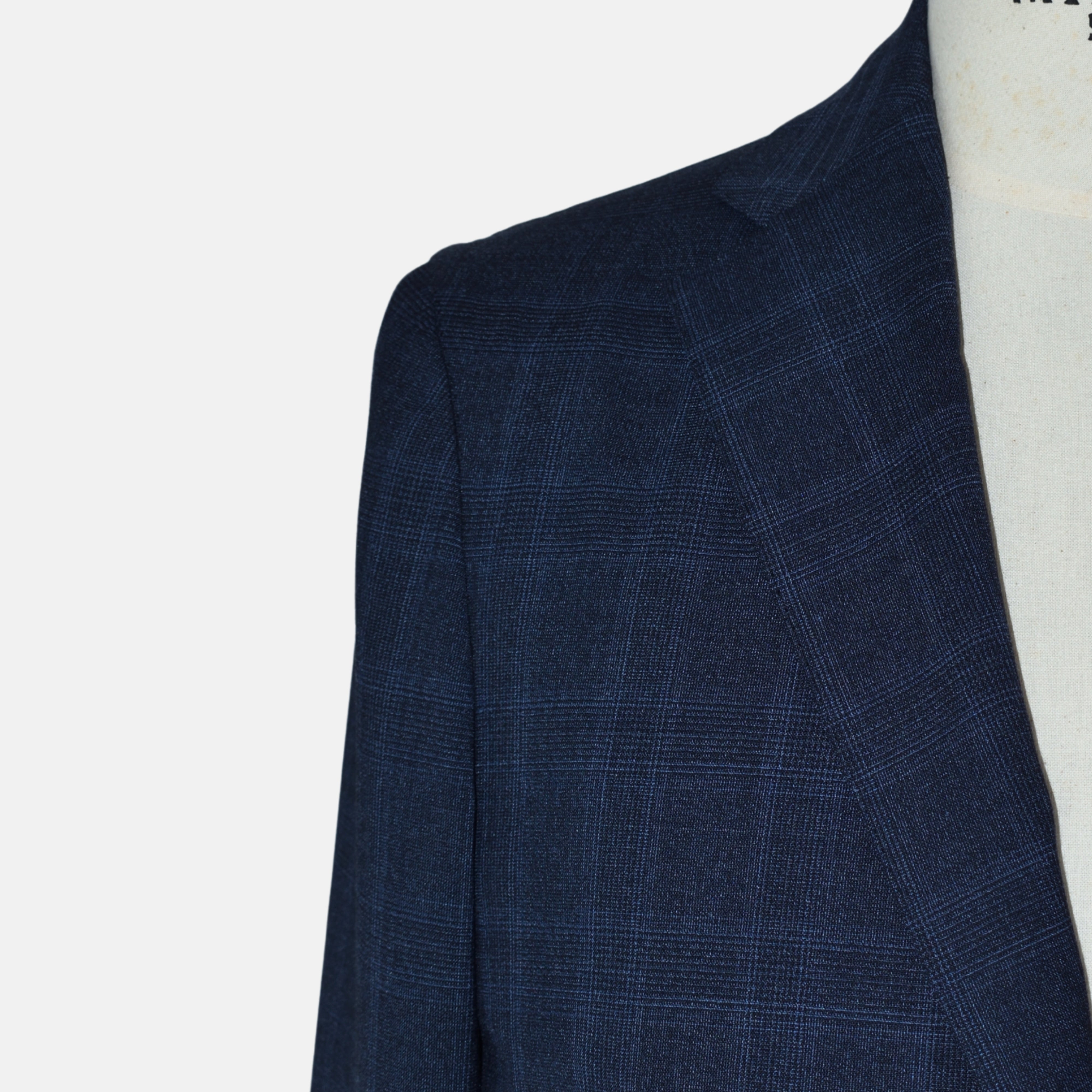 Blue Checkered Suit made of Polyester/Wool (EU 50)