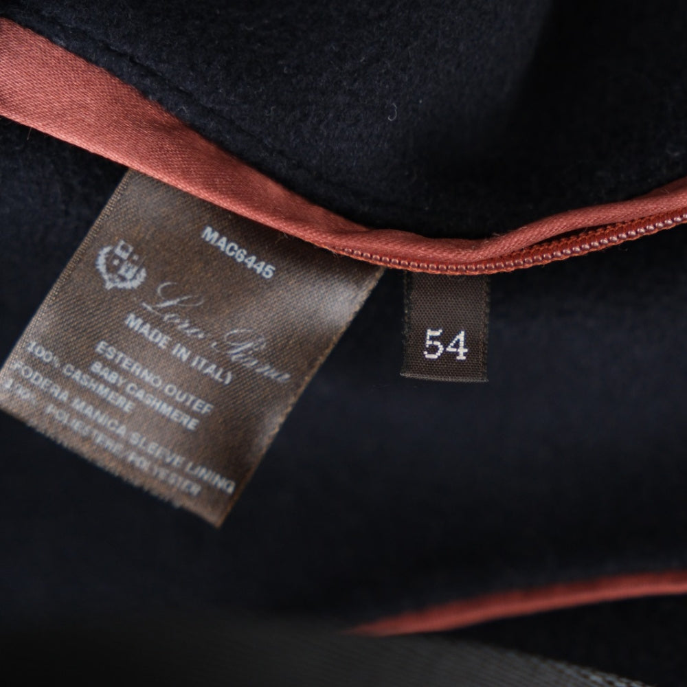Navy Double-Breasted Baby Cashmere Coat with Mink Collar (EU 54)