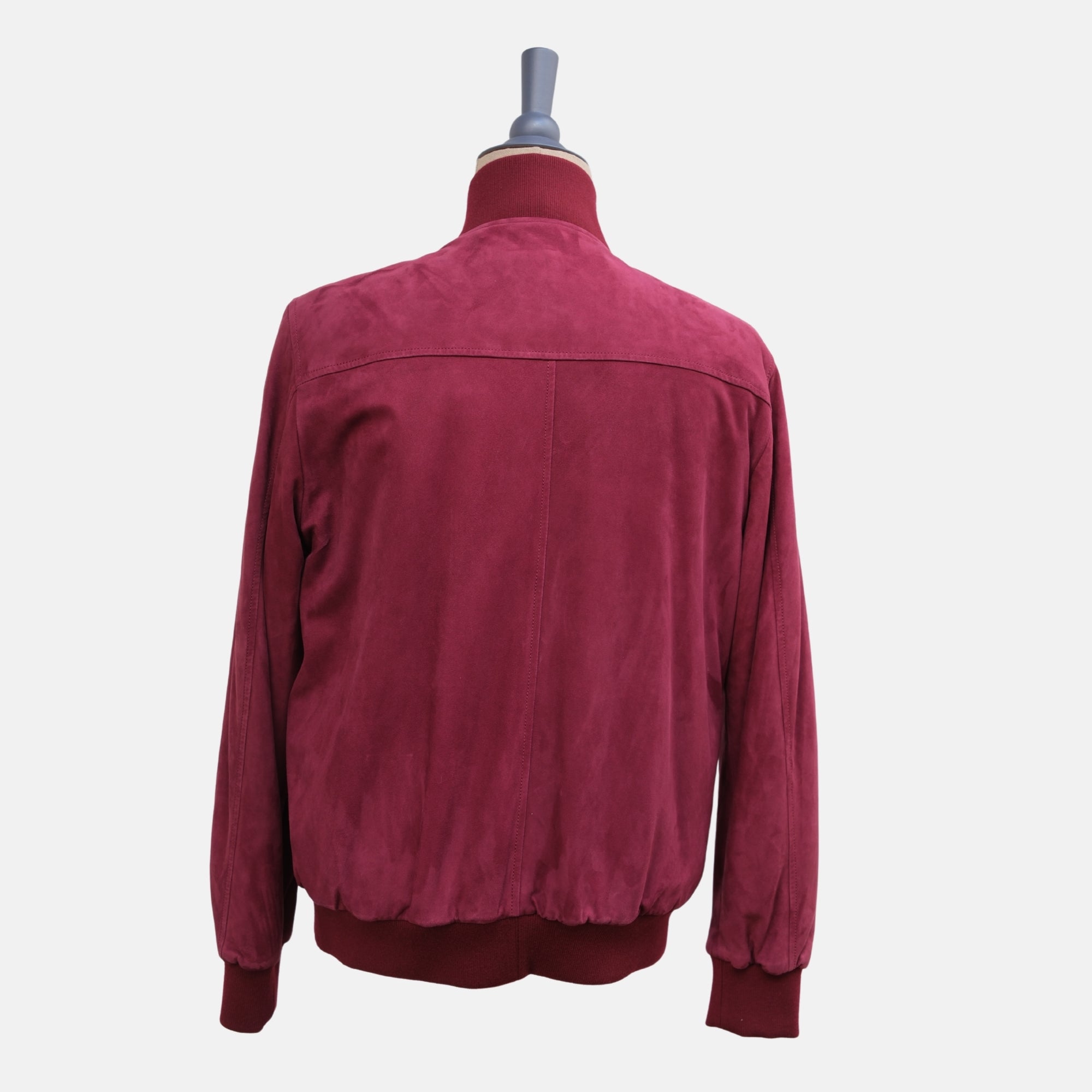 Red Suede Bomber Jacket with Beaver Lining (M)