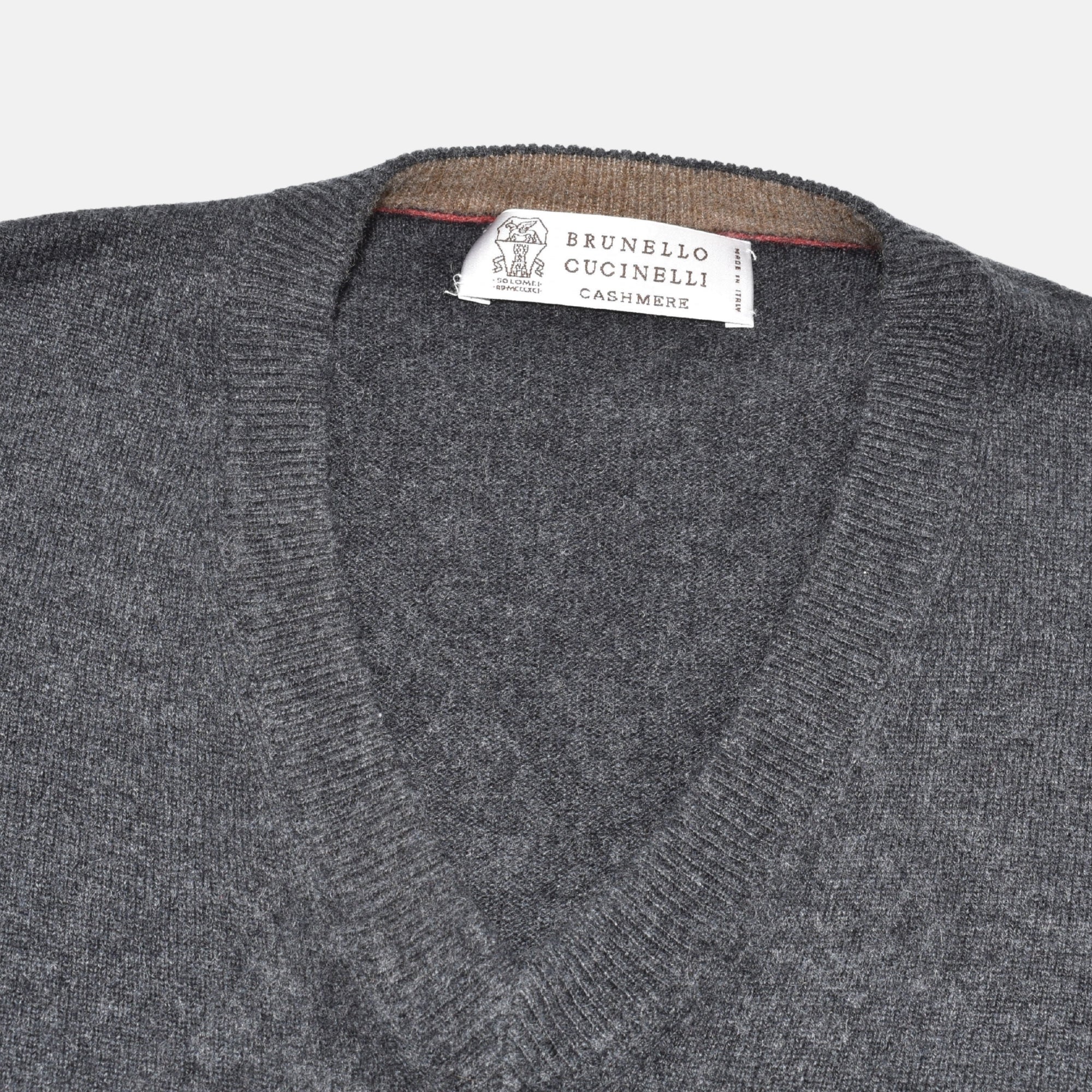 Grey V-Neck Cashmere Sweater (EU 46)