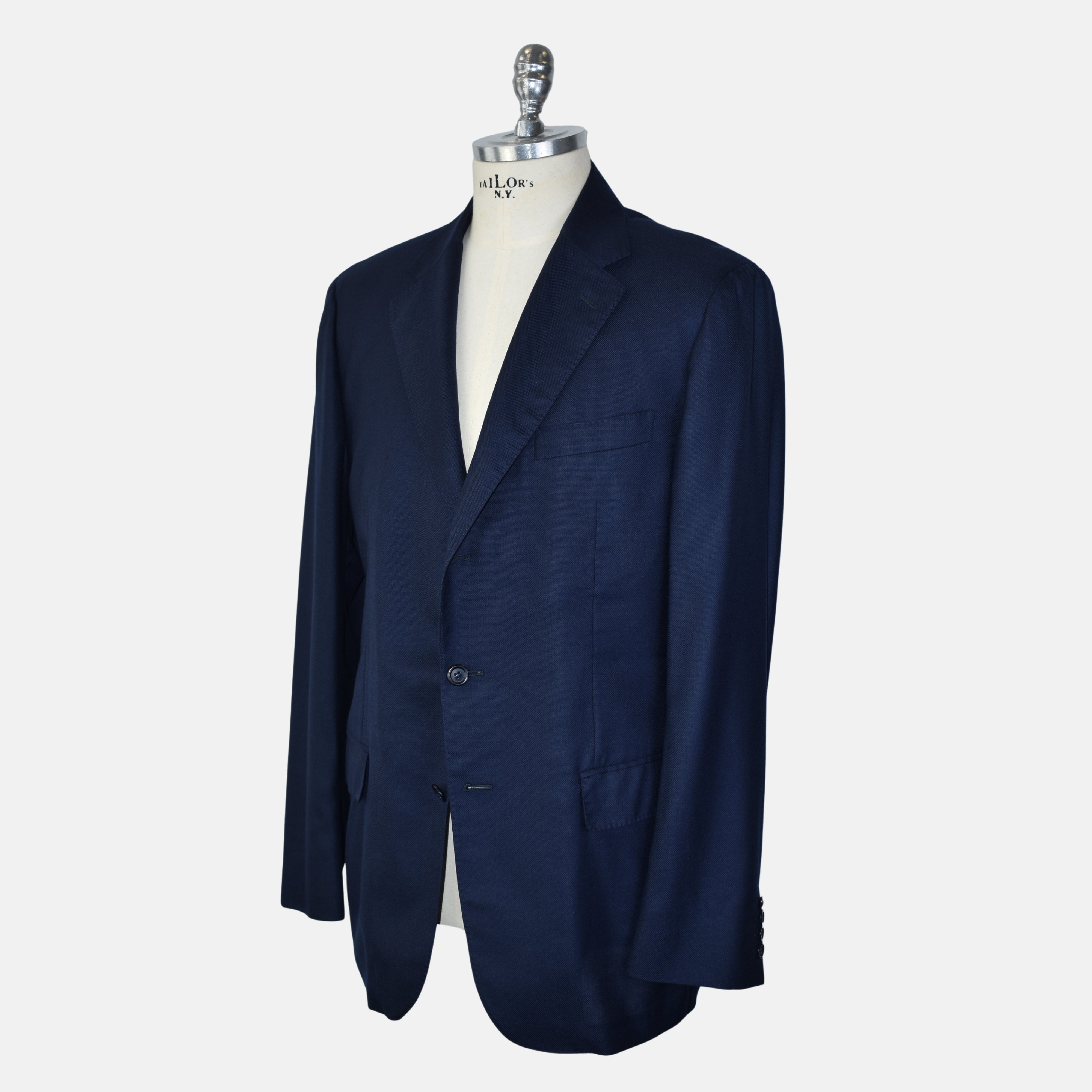 Navy Cashseta Blazer mit Leder-Details aus Kaschmir/Seide (EU 54)