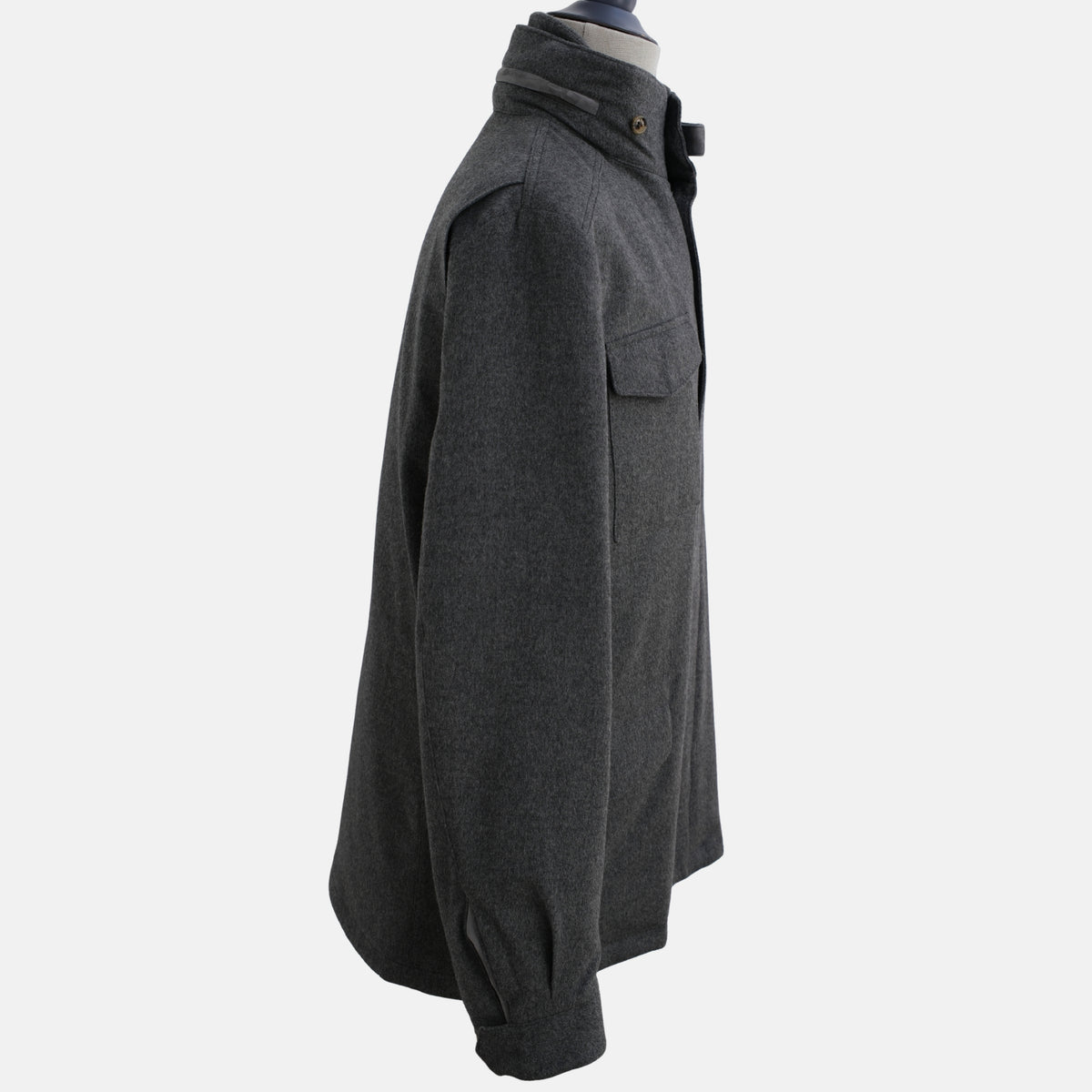 Gray Down/Storm System Jacket made of Virgin Wool/Cashmere/Suede Details (EU 52)