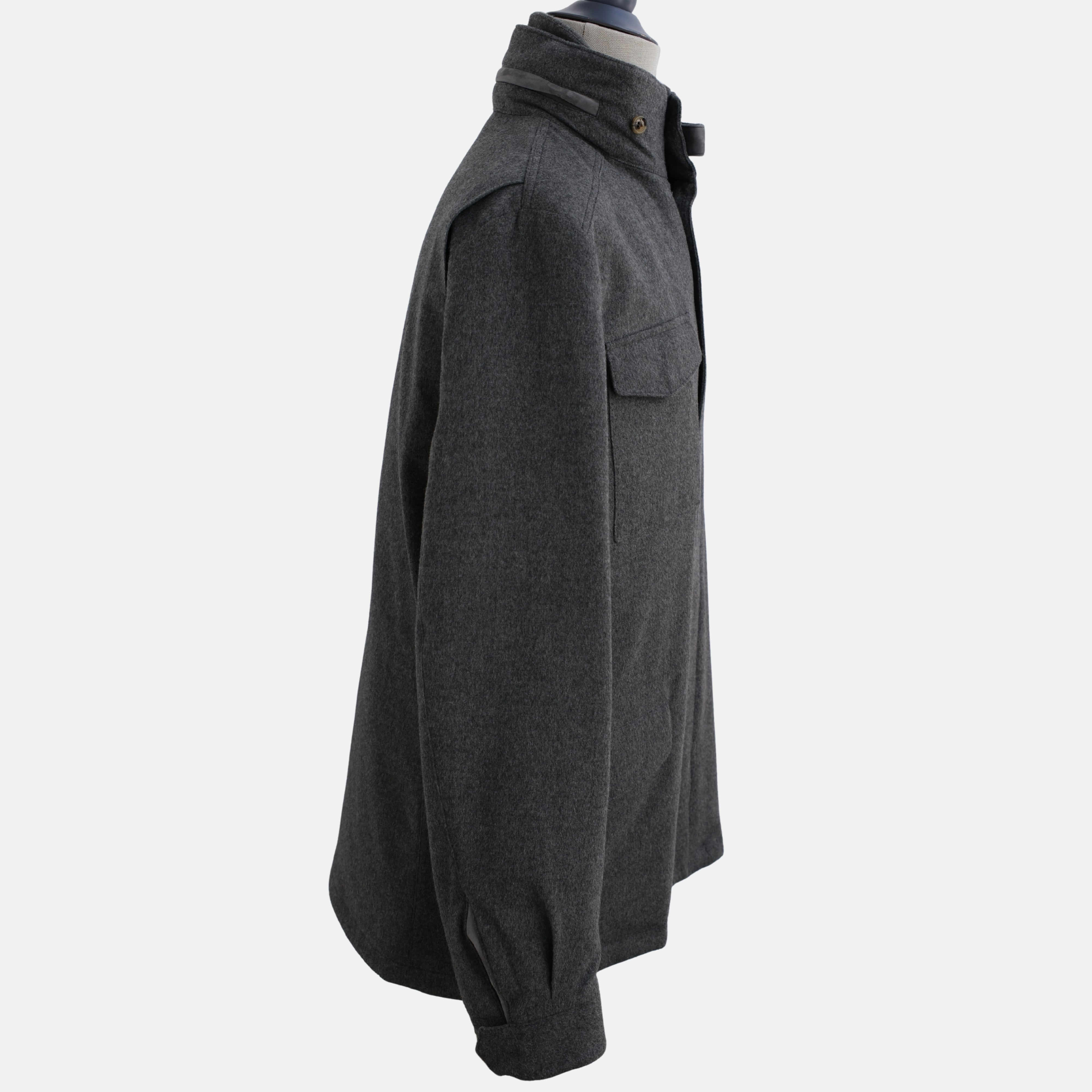 Gray Down/Storm System Jacket made of Virgin Wool/Cashmere/Suede Details (EU 52)