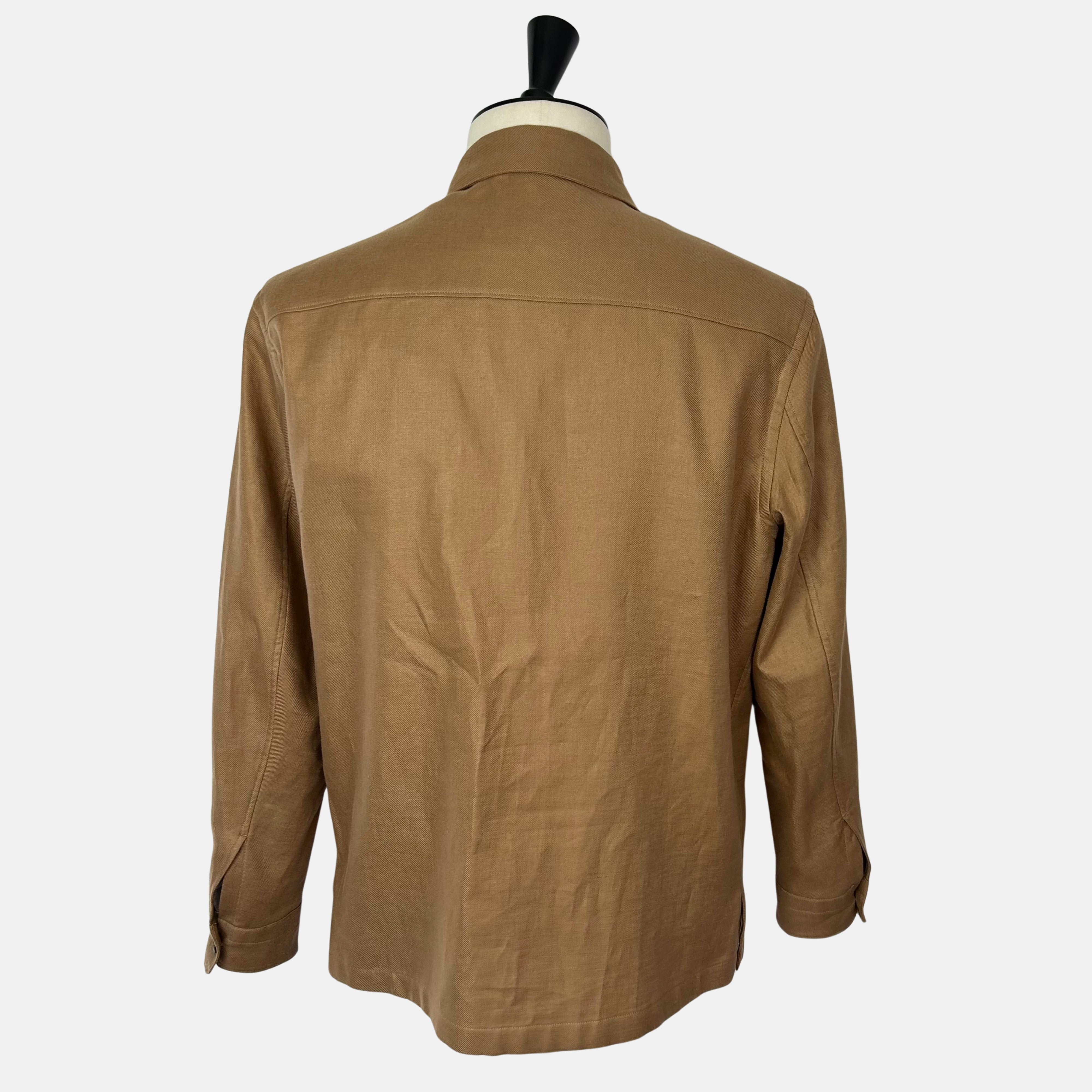 Camel Shirt Jacket made of Linen (L)