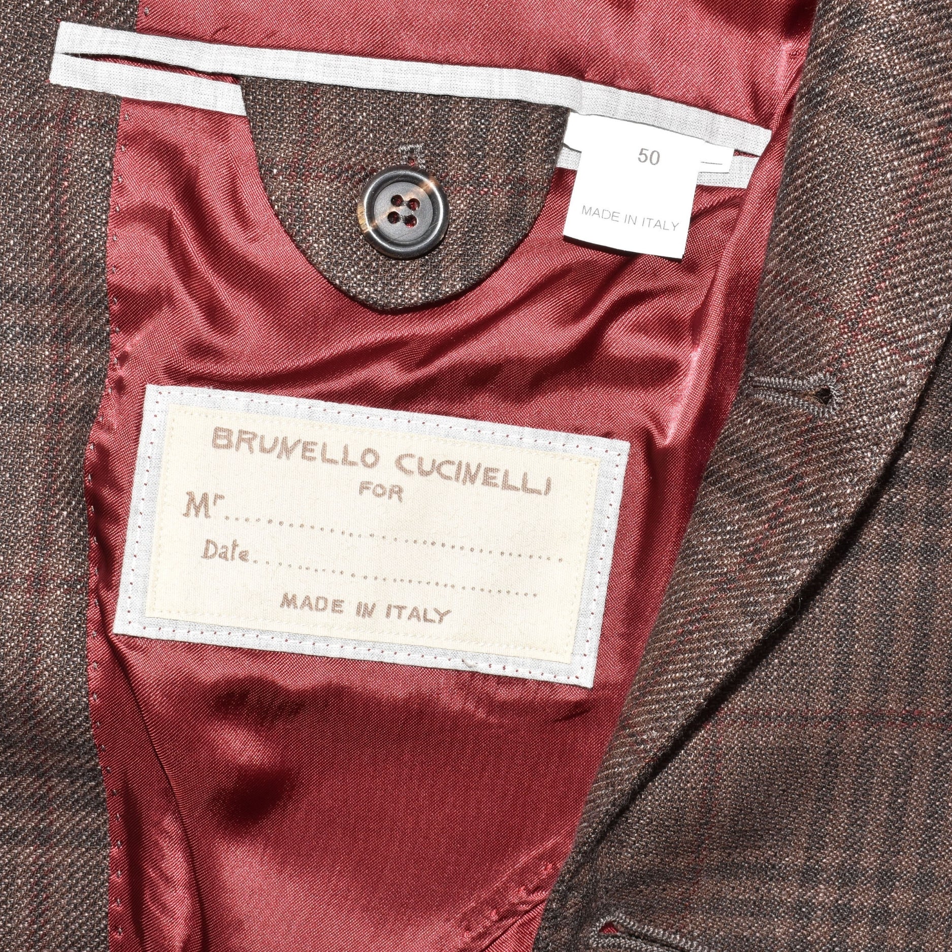Brown Checked Blazer Linen/Wool/Silk (EU 50)