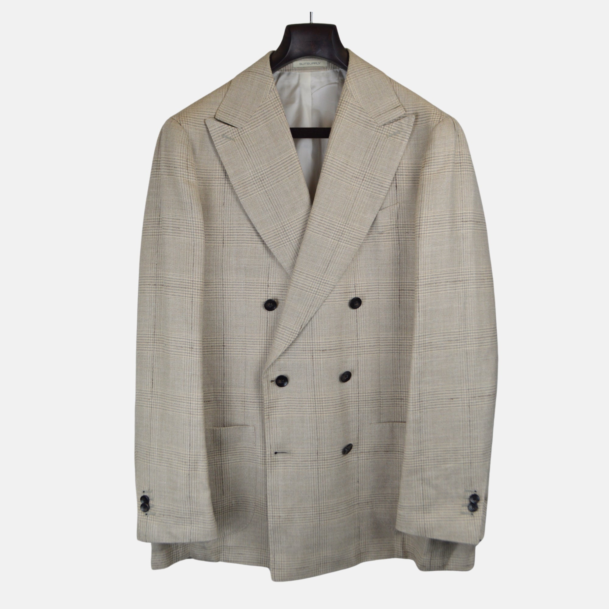 Beige Patterned Suit made of Wool/Tussah Silk/Linen (EU 54)