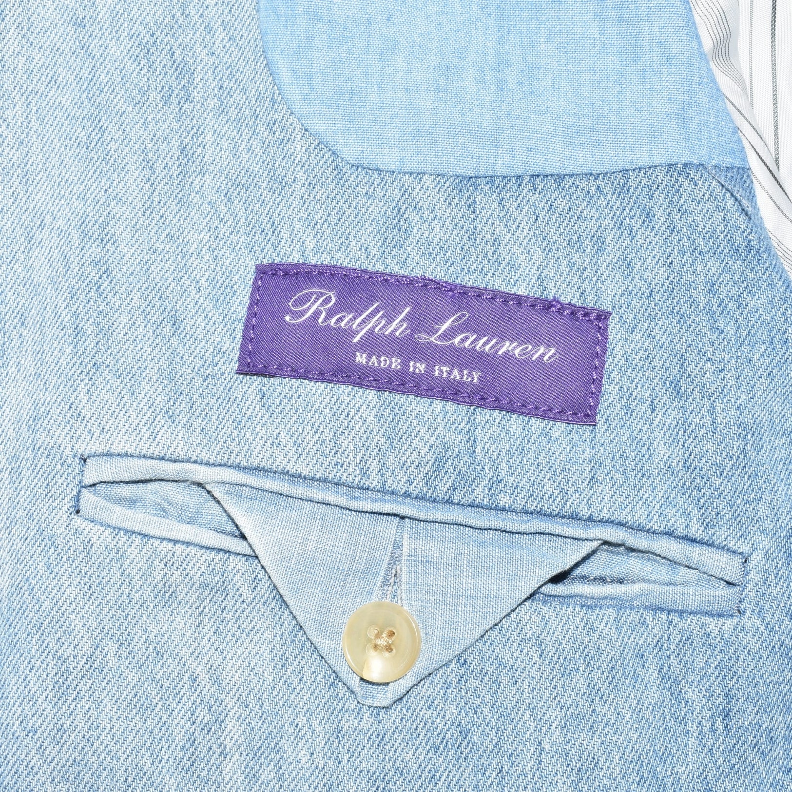 Blue Double Breasted Denim Cotton Blazer (EU 52)