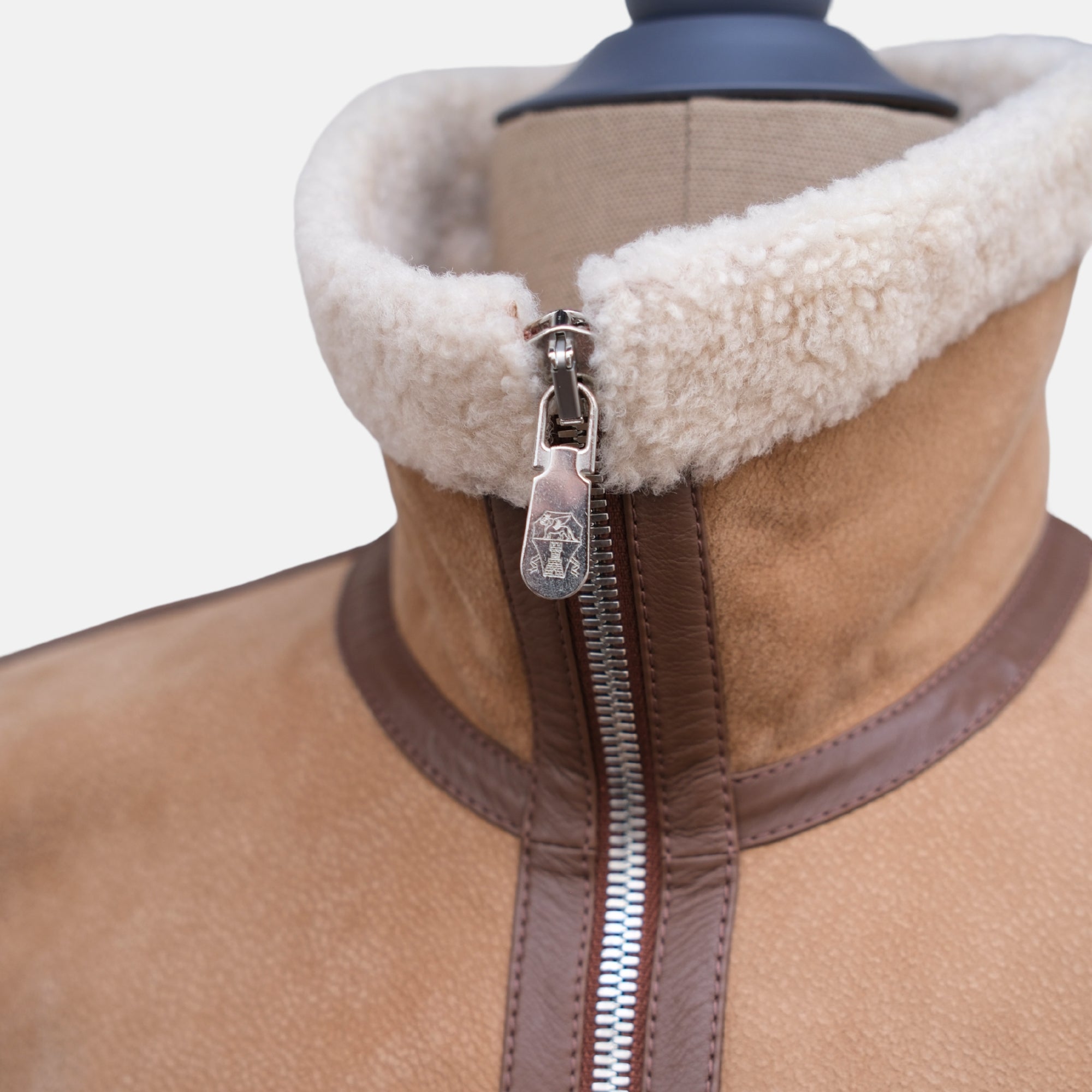 Beige/Brown Shearling Jacket (M)