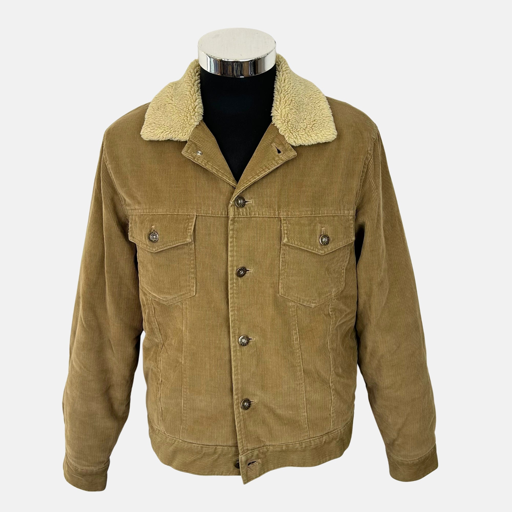 Beige Corduroy Trucker Jacket made of Cotton (M)