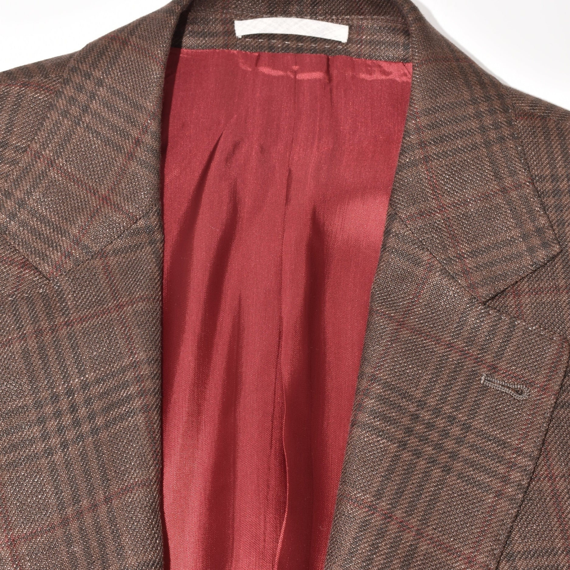 Brown Checked Blazer Linen/Wool/Silk (EU 50)