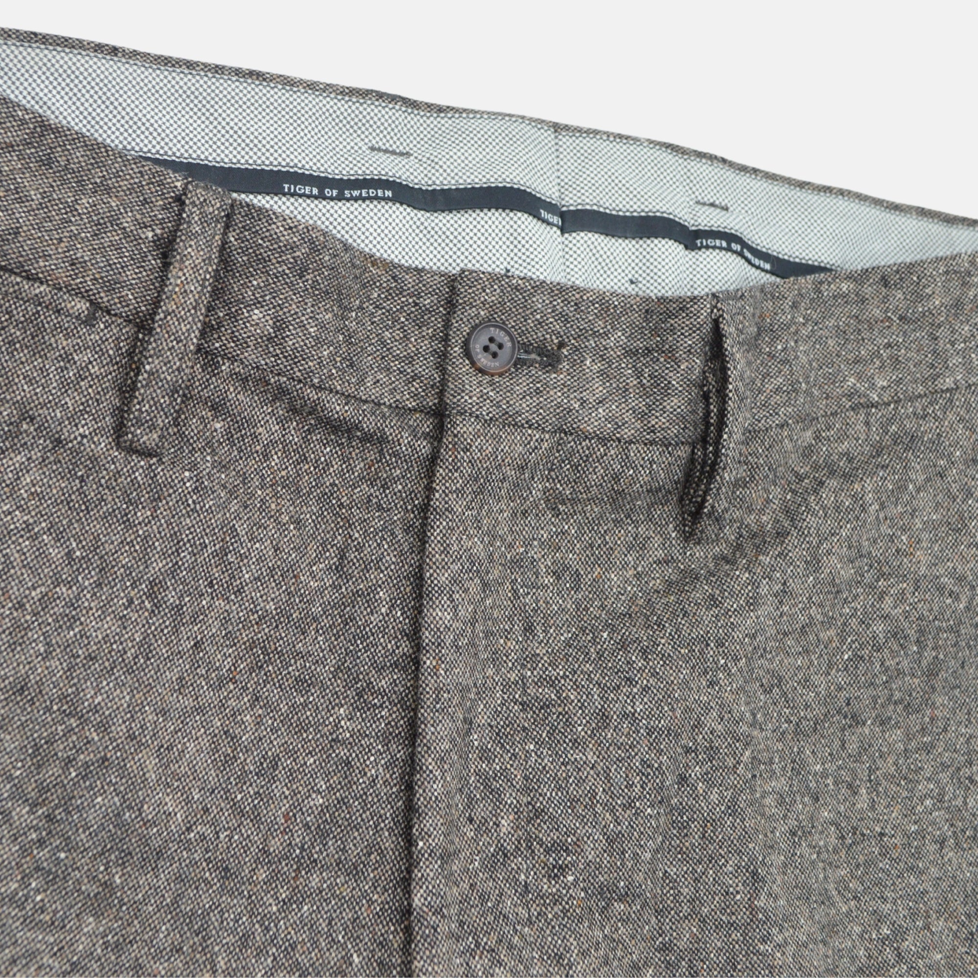 Brown Melange Trousers made of Wool (EU 50)