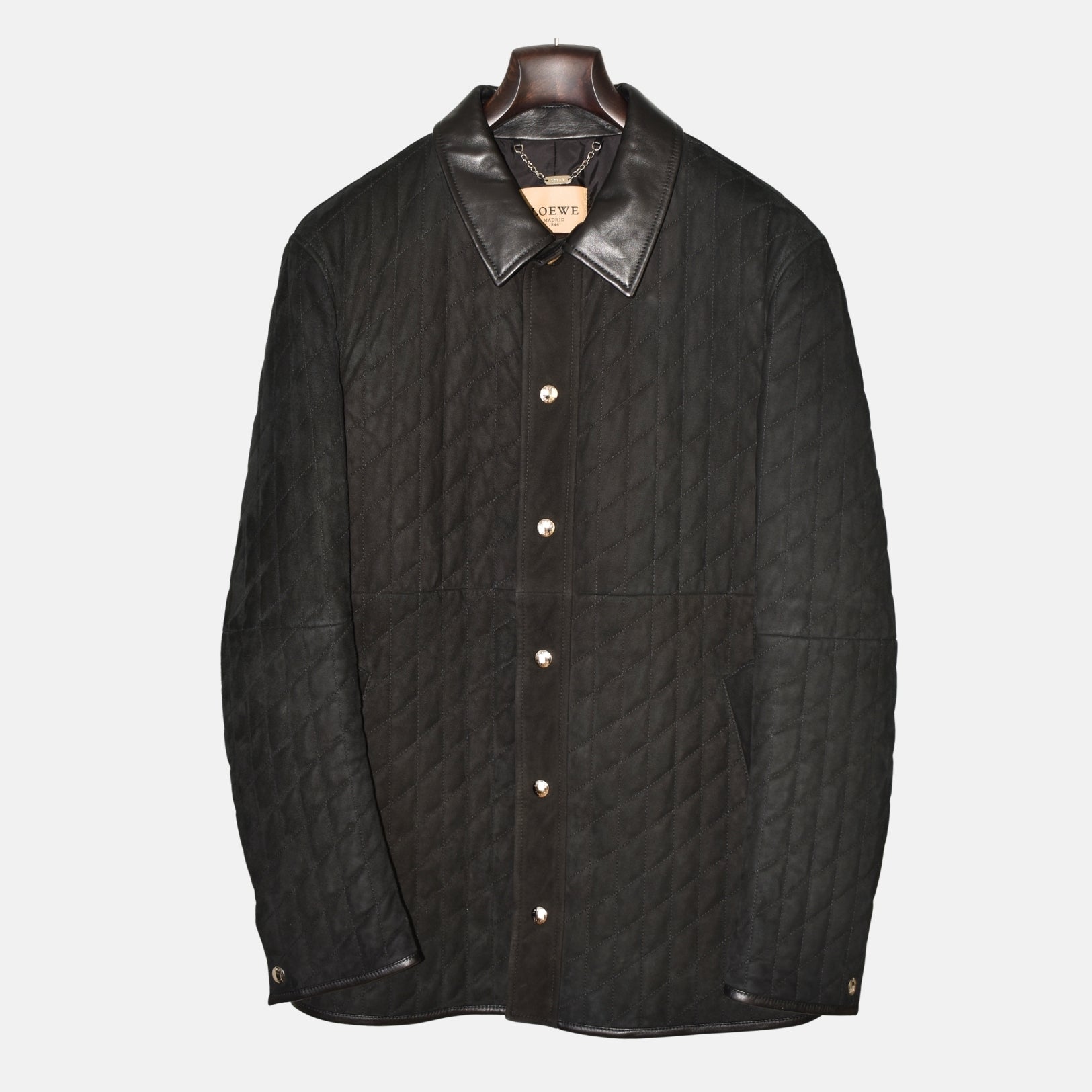 Black Suede Quilted Jacket (EU 52)