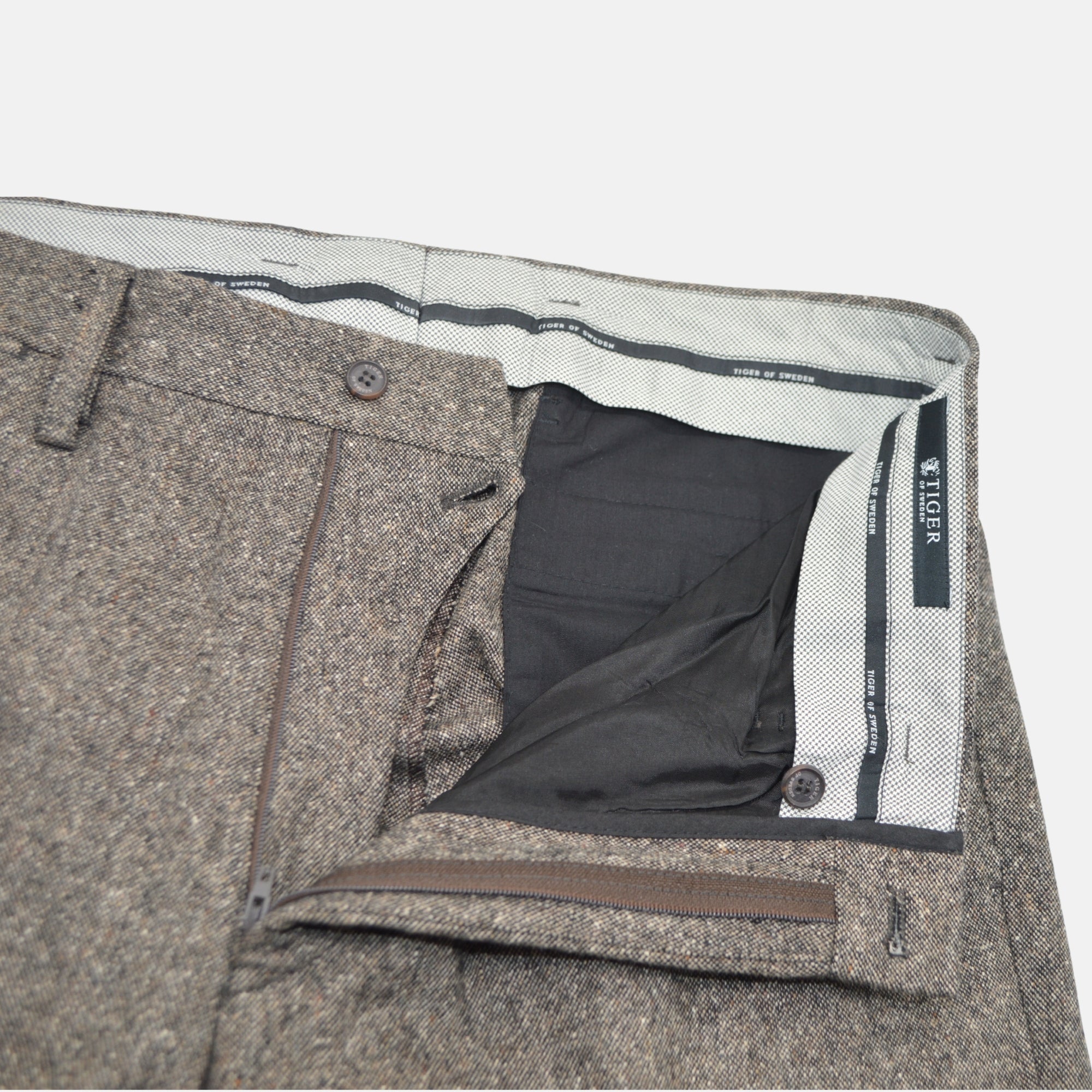 Brown Melange Trousers made of Wool (EU 50)