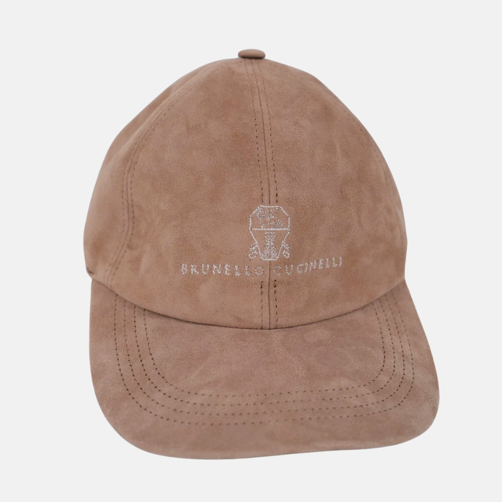 Beige Baseball Cap made of Suede (S)