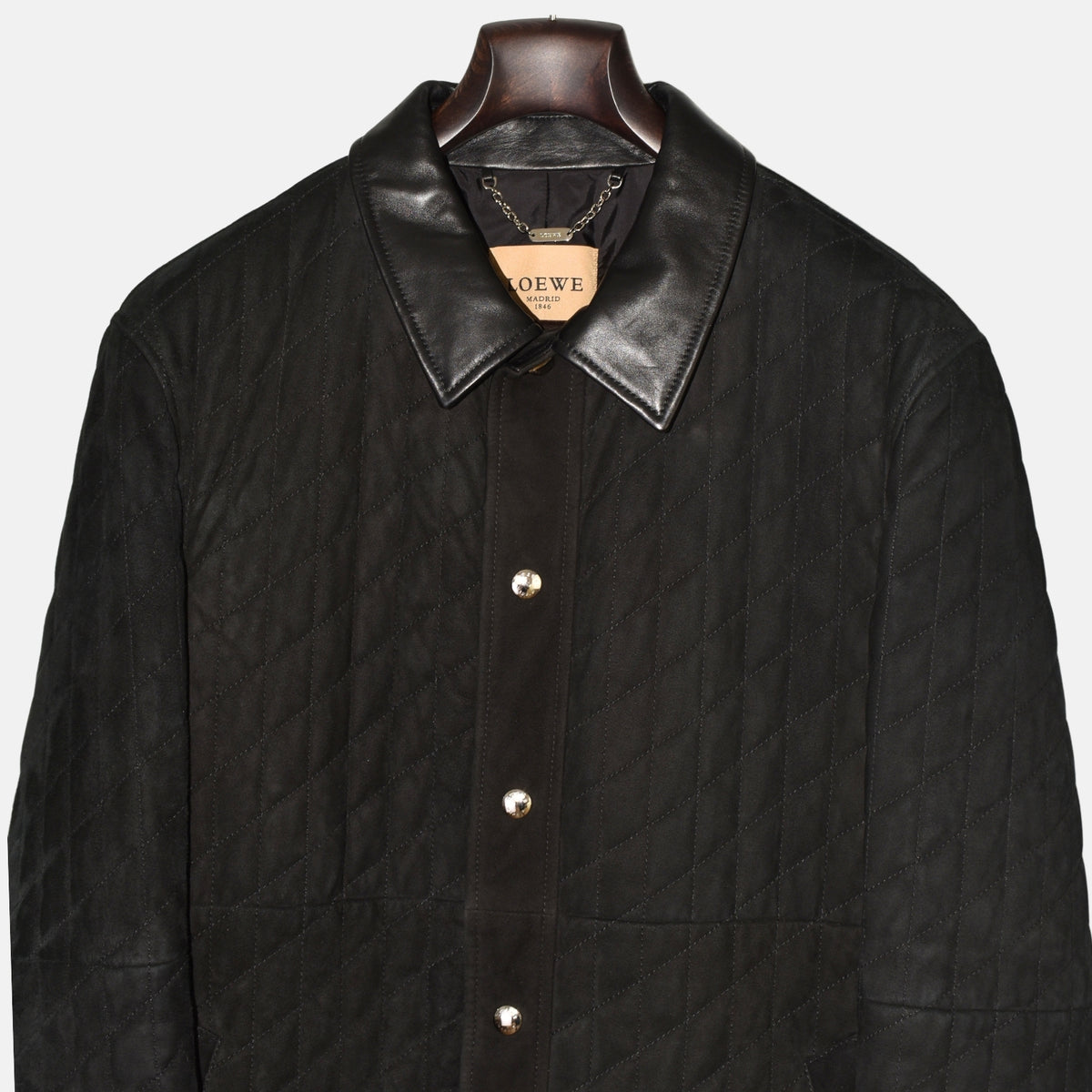 Black Suede Quilted Jacket (EU 52)
