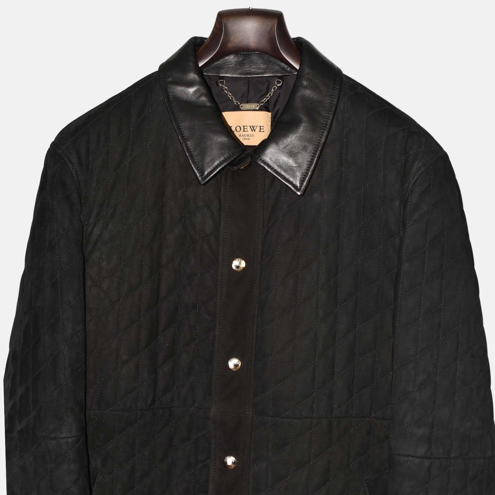 Black Suede Quilted Jacket (EU 52)