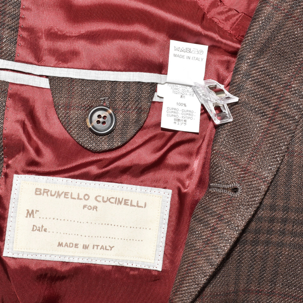 Brown Checked Blazer Linen/Wool/Silk (EU 50)