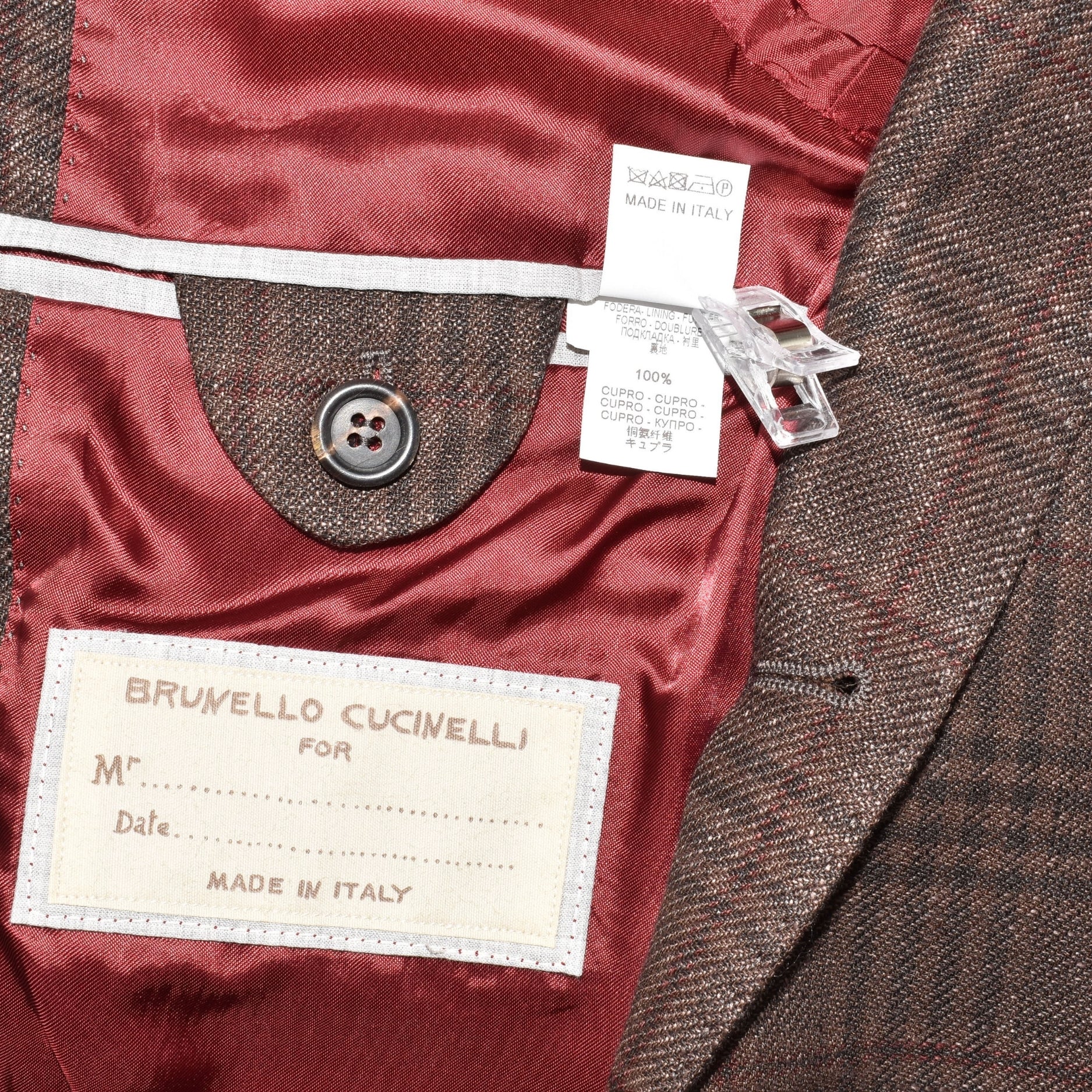 Brown Checked Blazer Linen/Wool/Silk (EU 50)