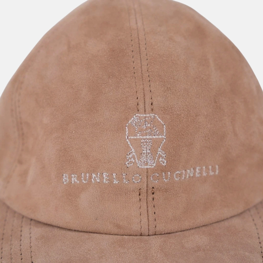Beige Baseball Cap made of Suede (S)