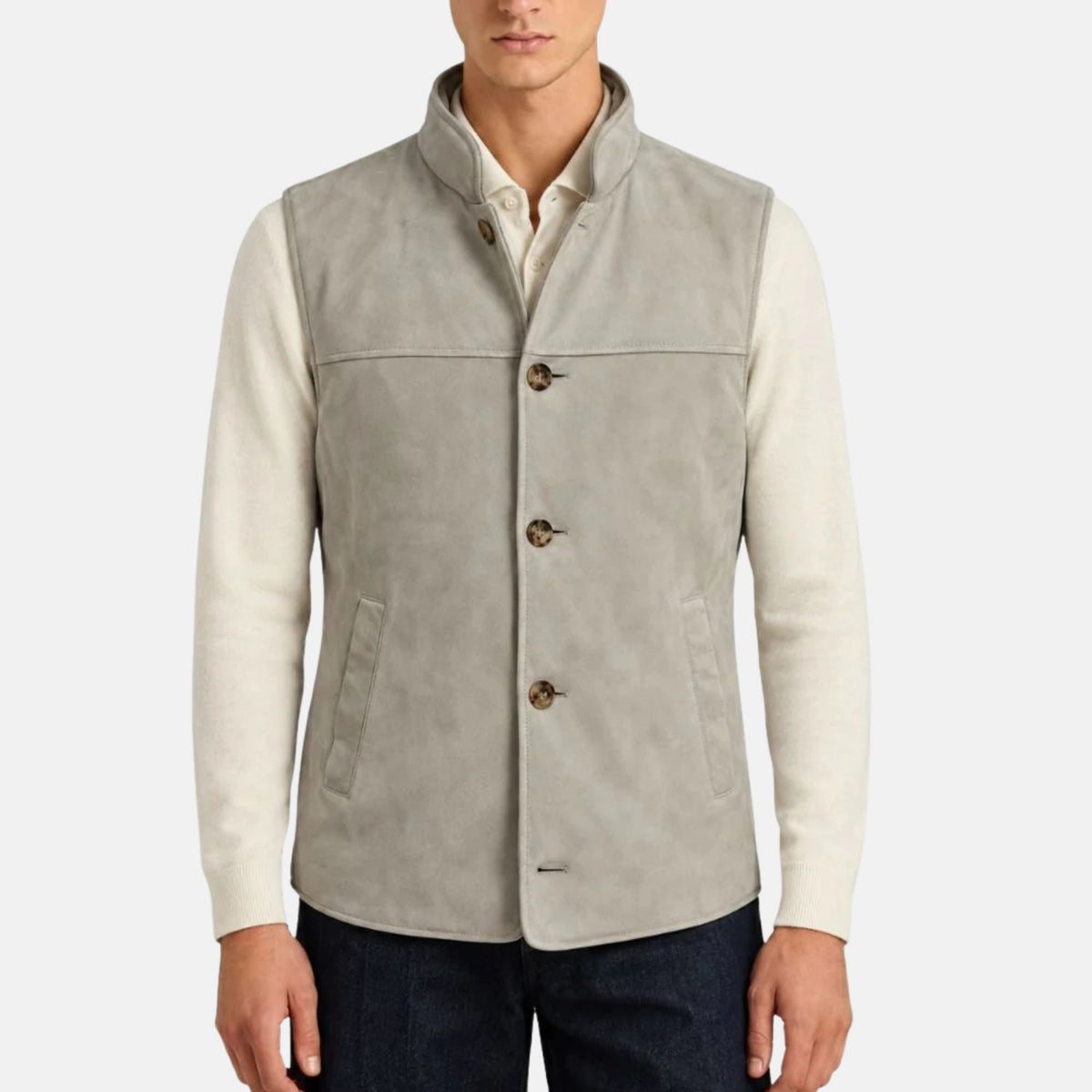 Brunello Cucinelli Suede Leather Vest Beige (M)