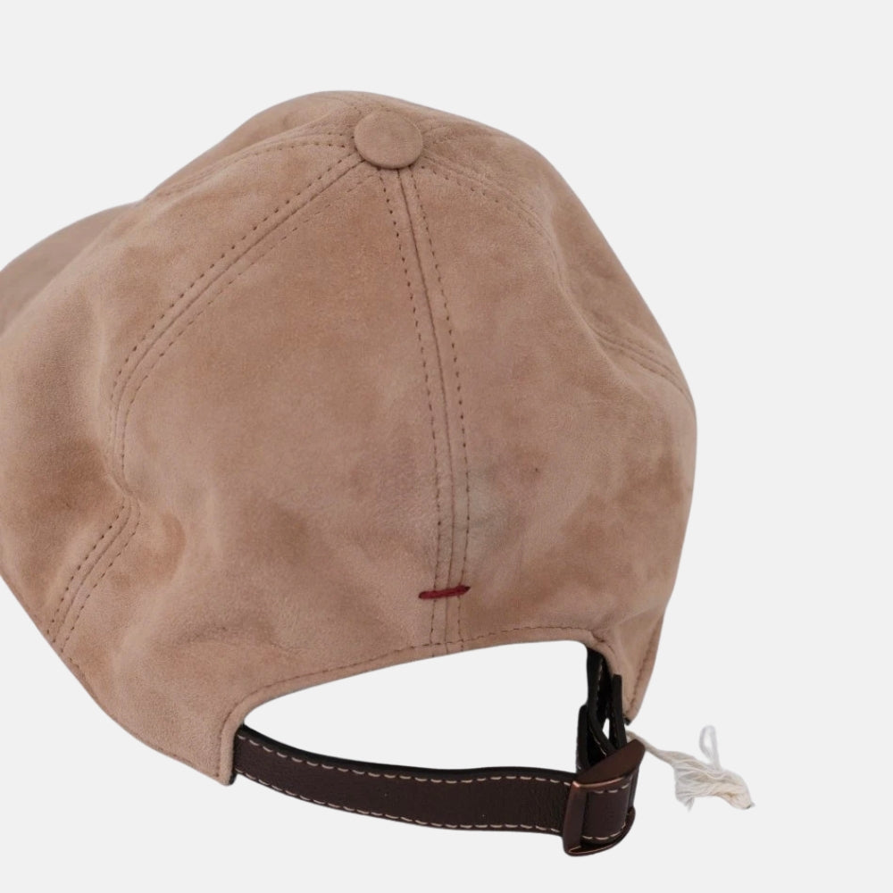Beige Baseball Cap made of Suede (S)
