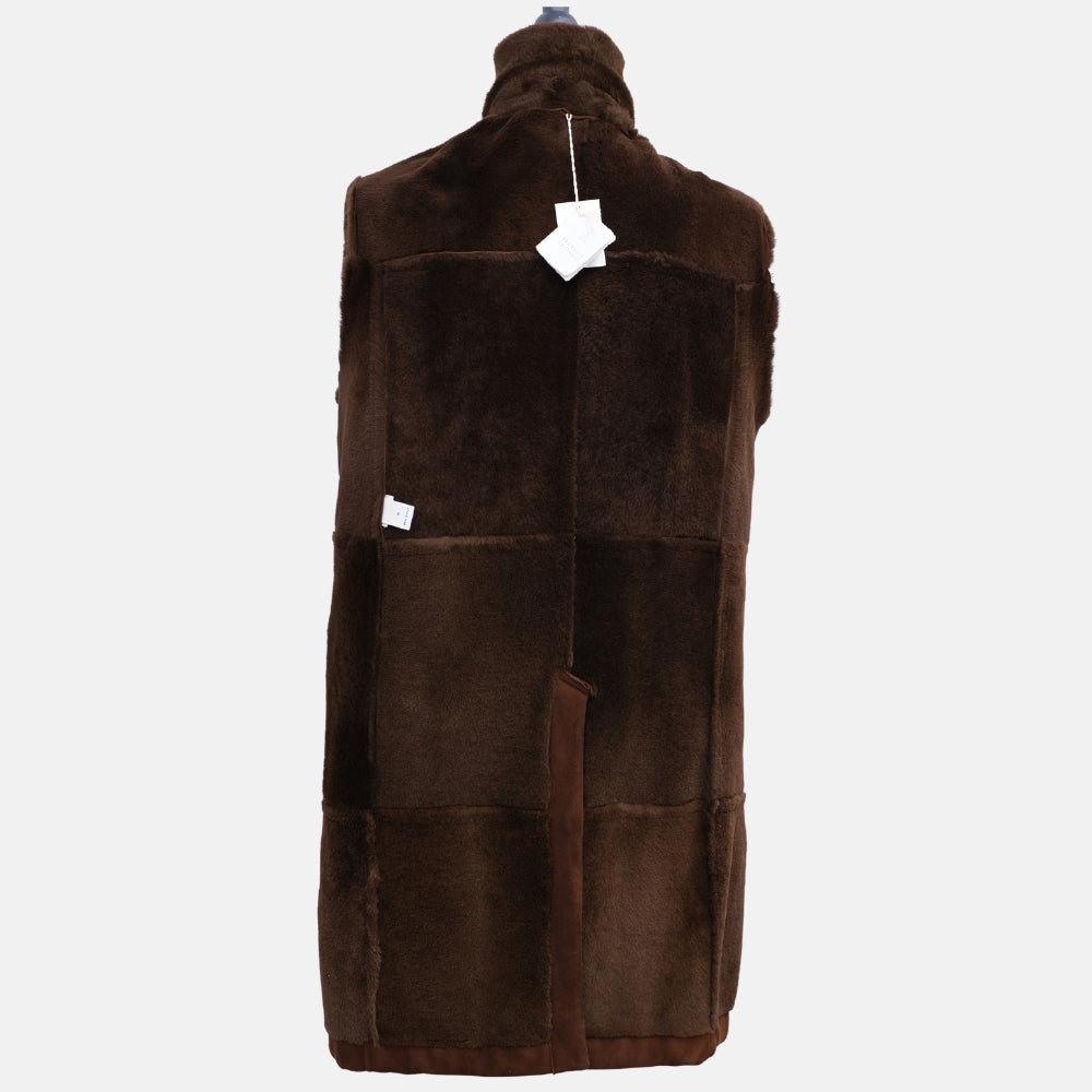 Brown Double-Breasted Shearling Coat (M)