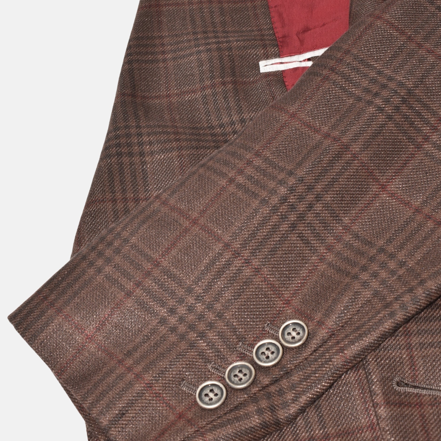 Brown Checked Blazer Linen/Wool/Silk (EU 50)