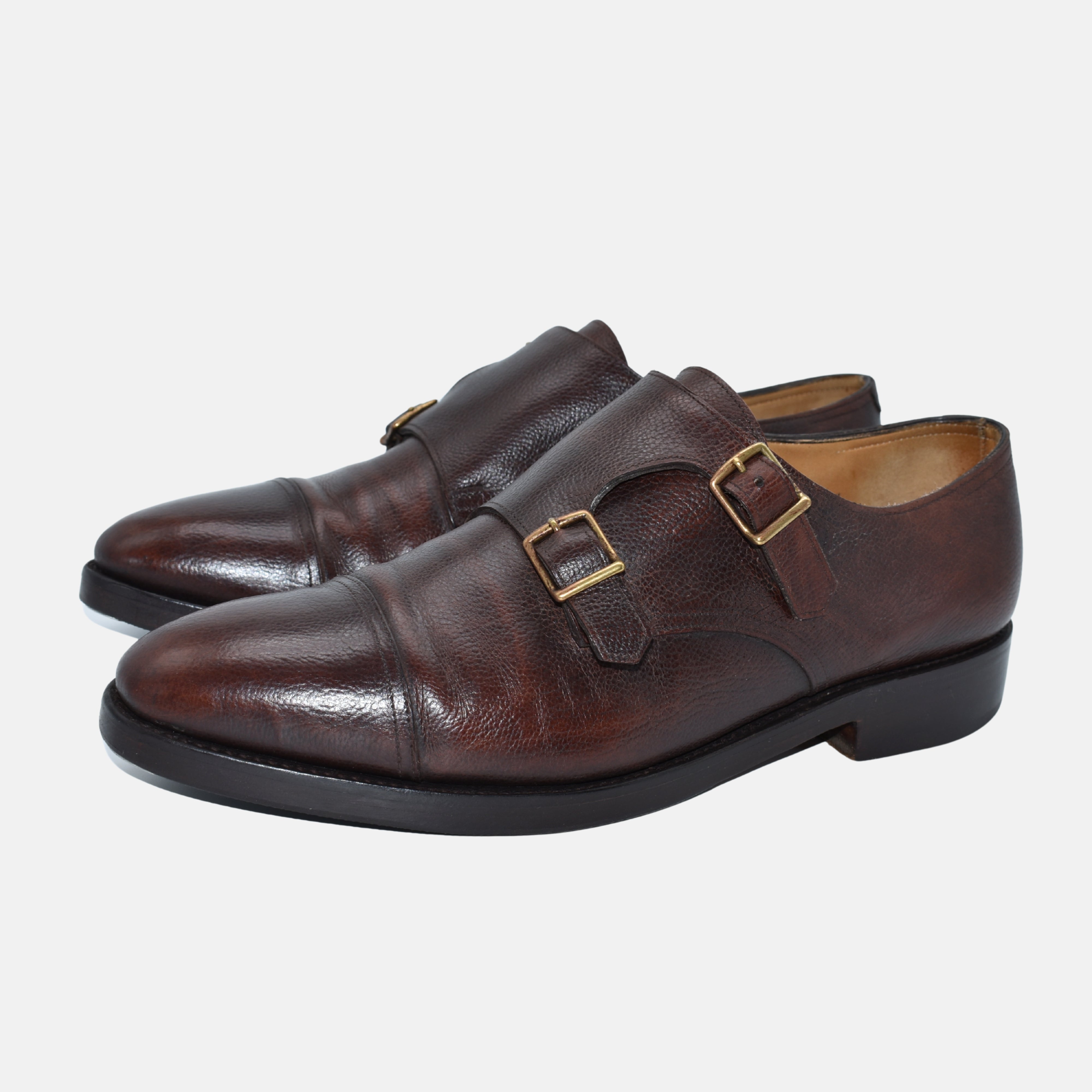Brown Double-Monkstrapes Shoes made of Leather (EU 41.5)