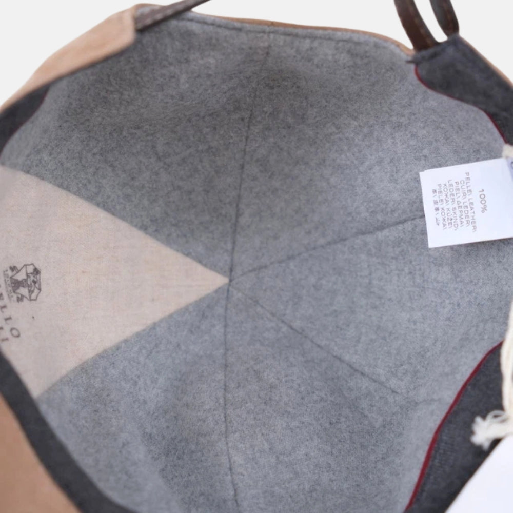 Beige Baseball Cap made of Suede (S)