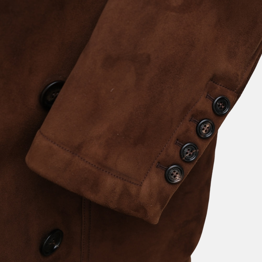 Brown Double-Breasted Shearling Coat (M)