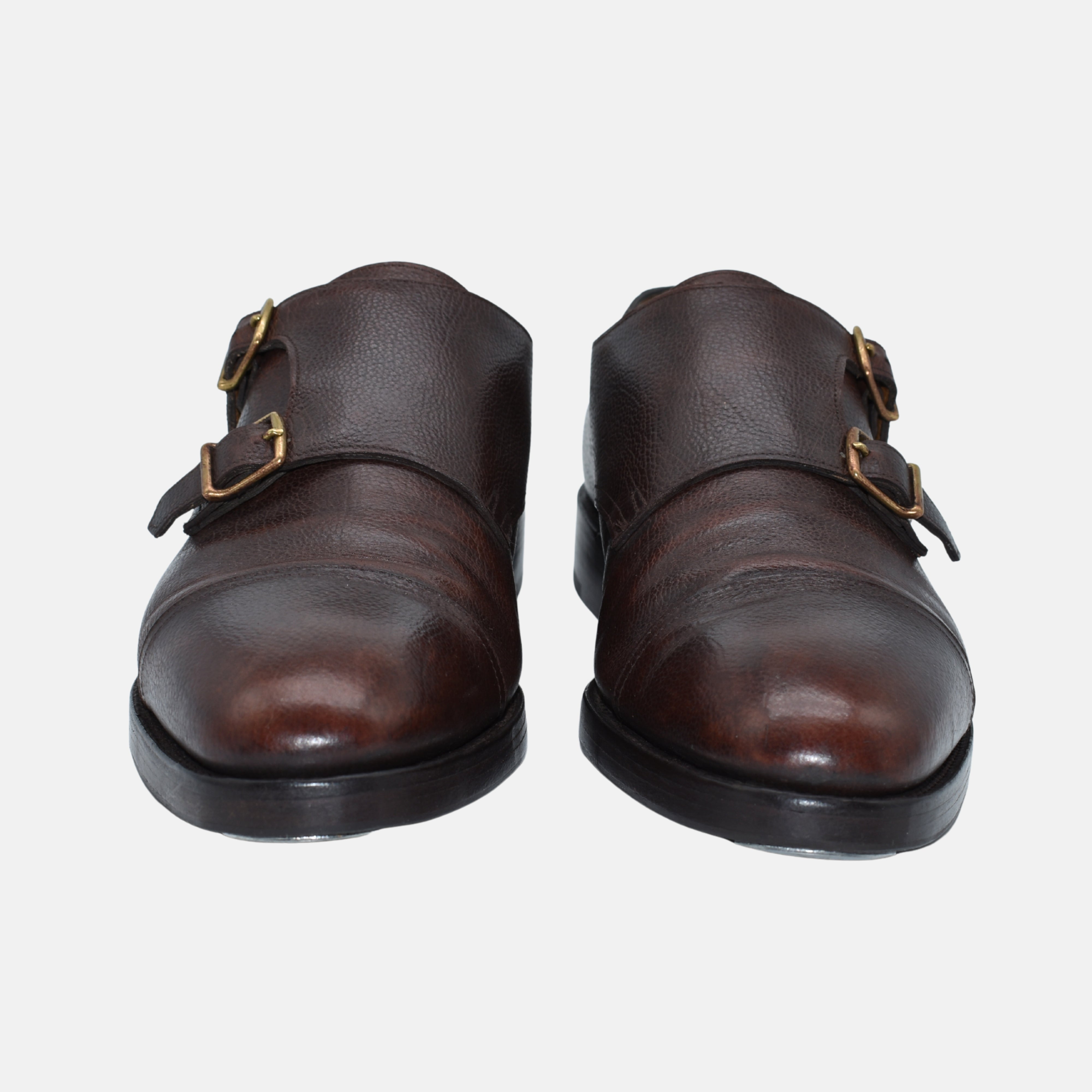 Brown Double-Monkstrapes Shoes made of Leather (EU 41.5)