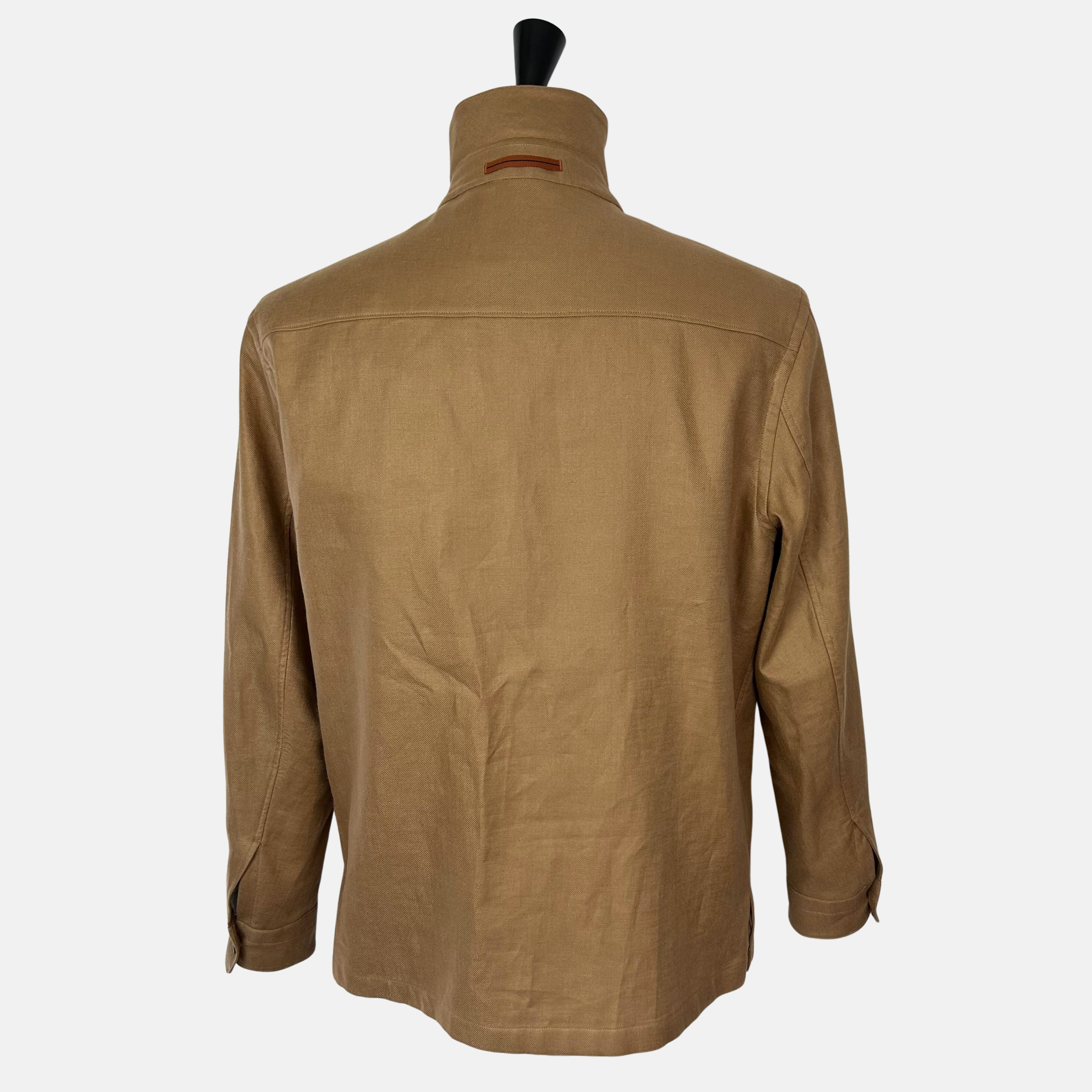 Camel Shirt Jacket made of Linen (L)
