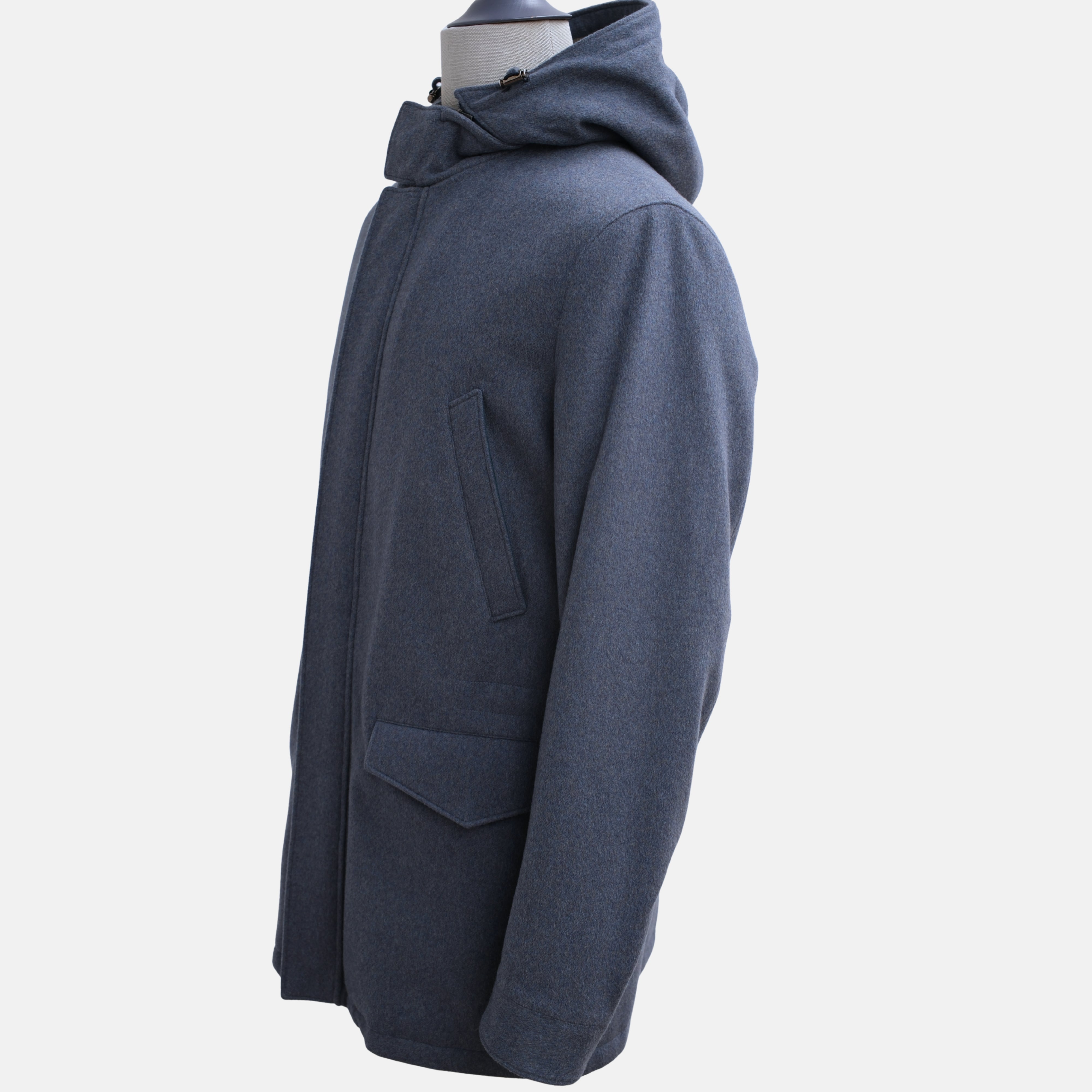 Blue Vicuna/Baby Cashmere Mink Lined Jacket with Detachable Hood (M)