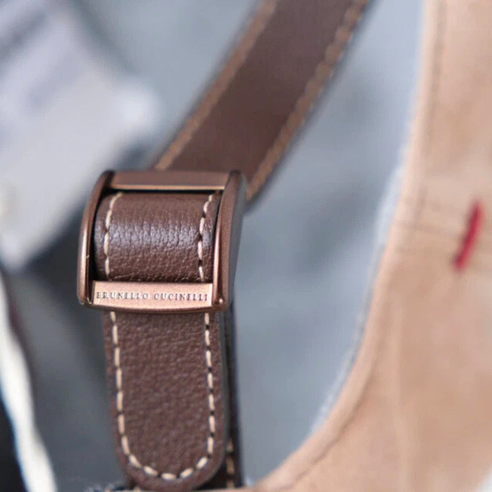 Beige Baseball Cap made of Suede (S)